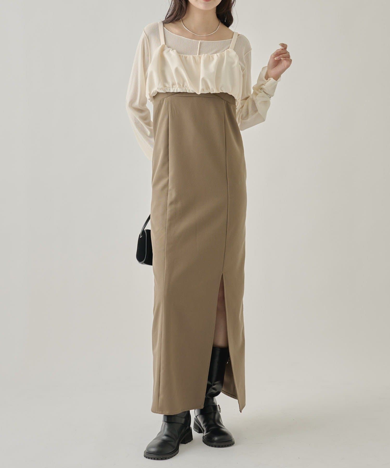 OUTLET(アウトレット) 【mystic】ギャザービスチェSETワンピース