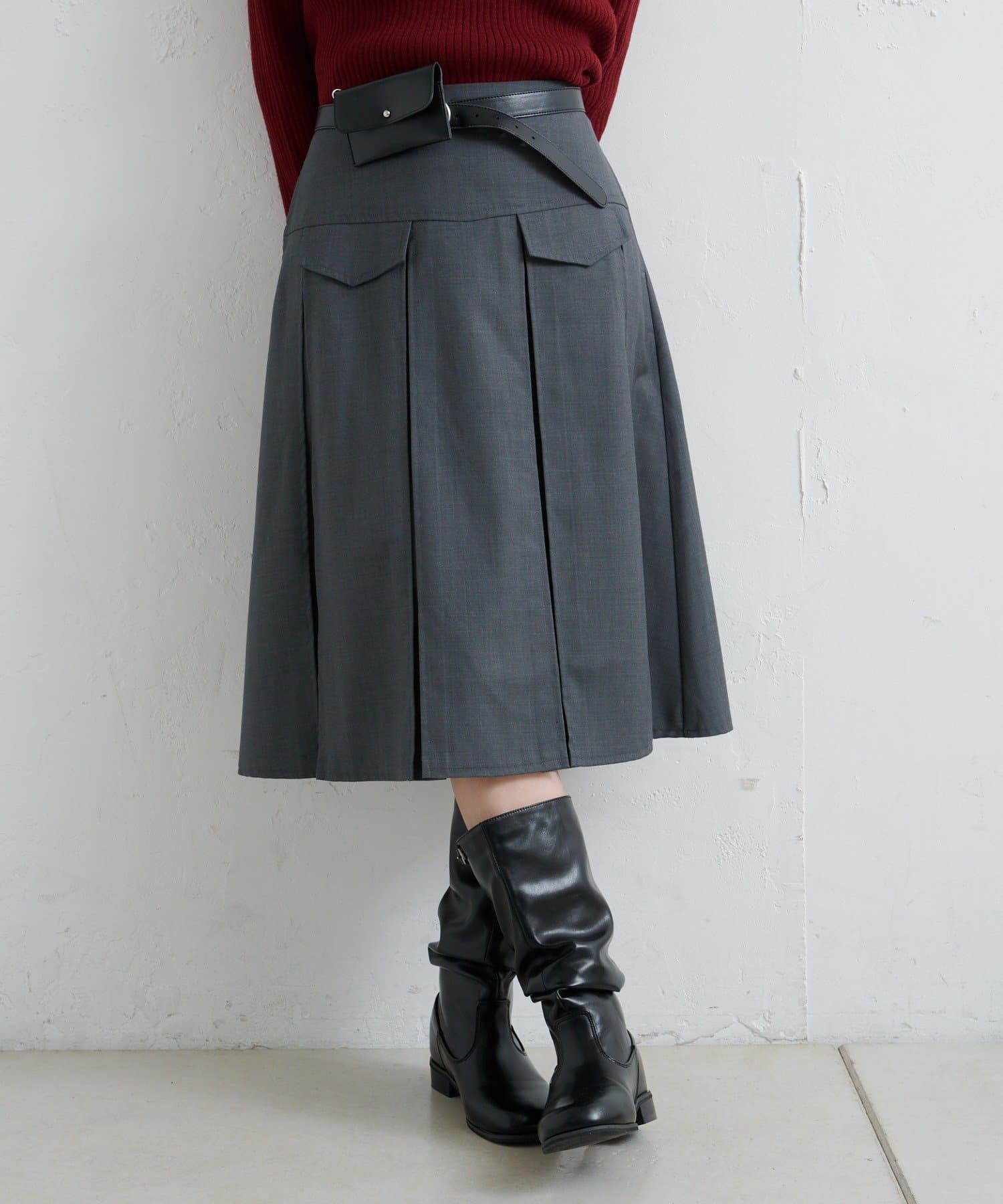 OUTLET(アウトレット) 【Kastane】ポケットプリーツミドルスカート