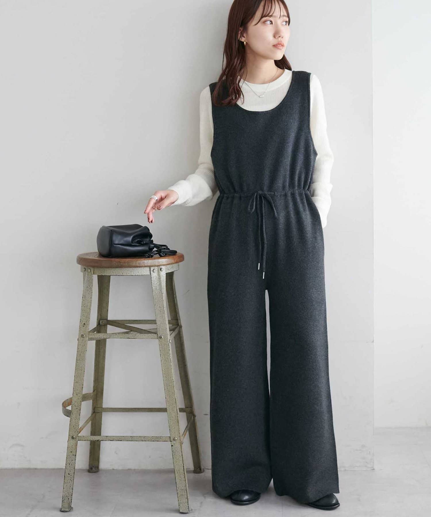 OUTLET(アウトレット) 【Discoat】総針ニットサロペット