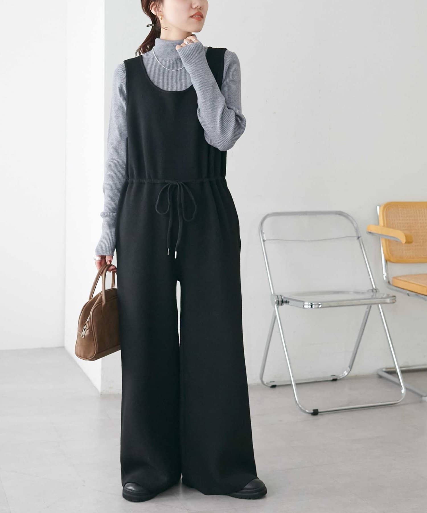 OUTLET(アウトレット) 【Discoat】総針ニットサロペット