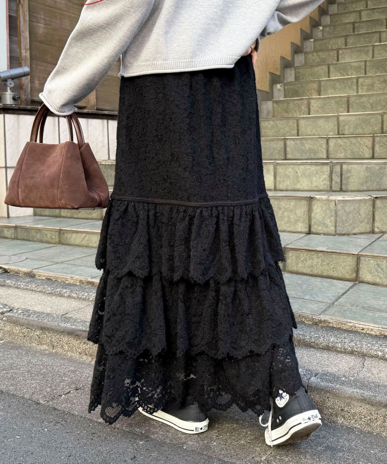 FREDY & GLOSTER(フレディ アンド グロスター) 起毛レースティアードスカート