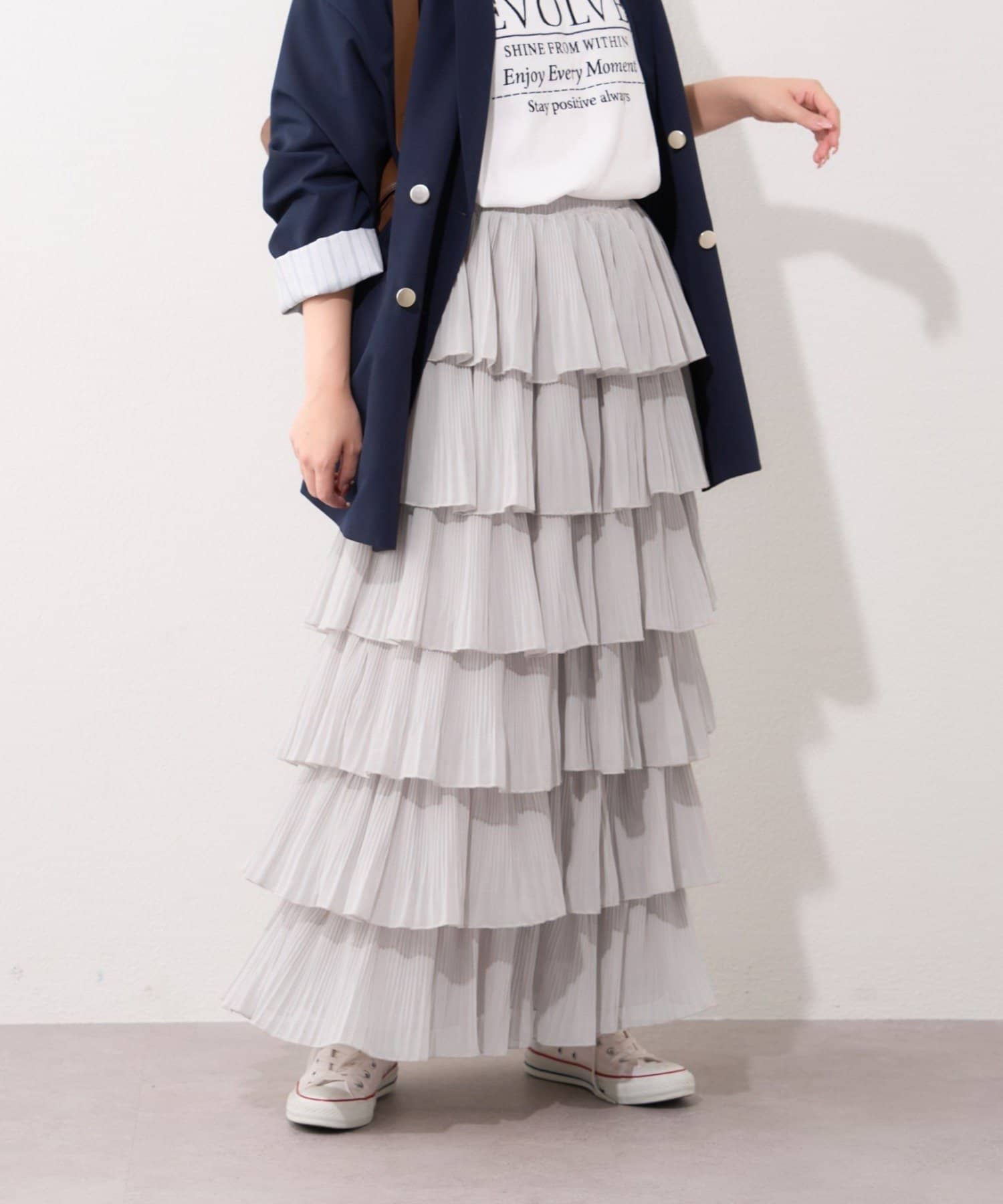 Remind me and forever(リマインドミーアンドフォーエバー) 【2026SS】シフォンプリーツティアードスカート