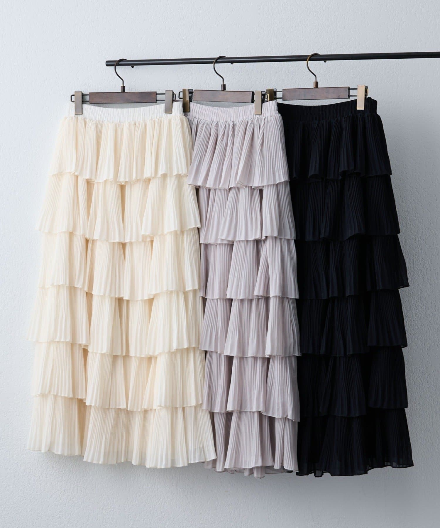 Remind me and forever(リマインドミーアンドフォーエバー) 【2026SS】シフォンプリーツティアードスカート