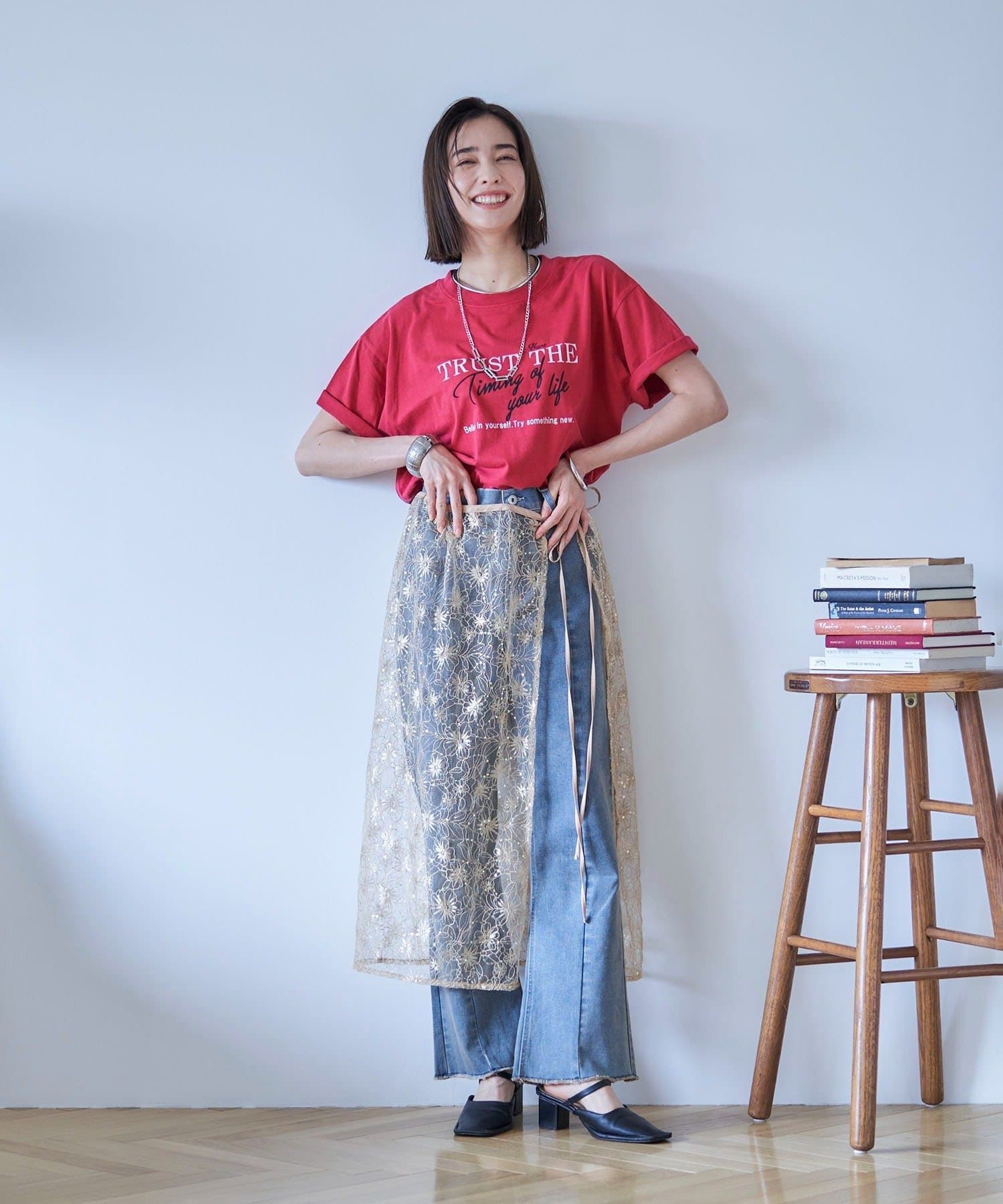 Remind me and forever(リマインドミーアンドフォーエバー) 【nane】《サイズ展開有》ストレッチデニムフレアーパンツ