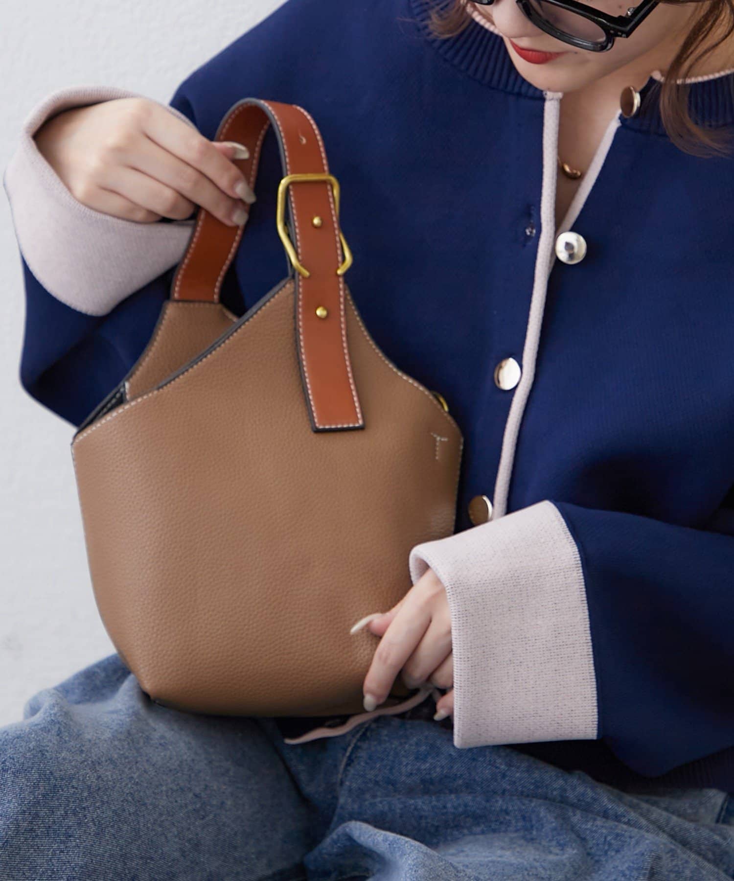 Remind me and forever(リマインドミーアンドフォーエバー) 【もちもち感が魅力】配色デザインスポンディッシュカーディガン