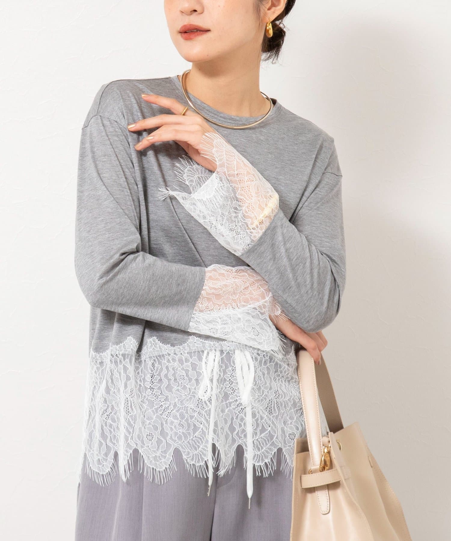 NOLLEY'S(ノーリーズ) ウォッシャブルレース切替ロンT