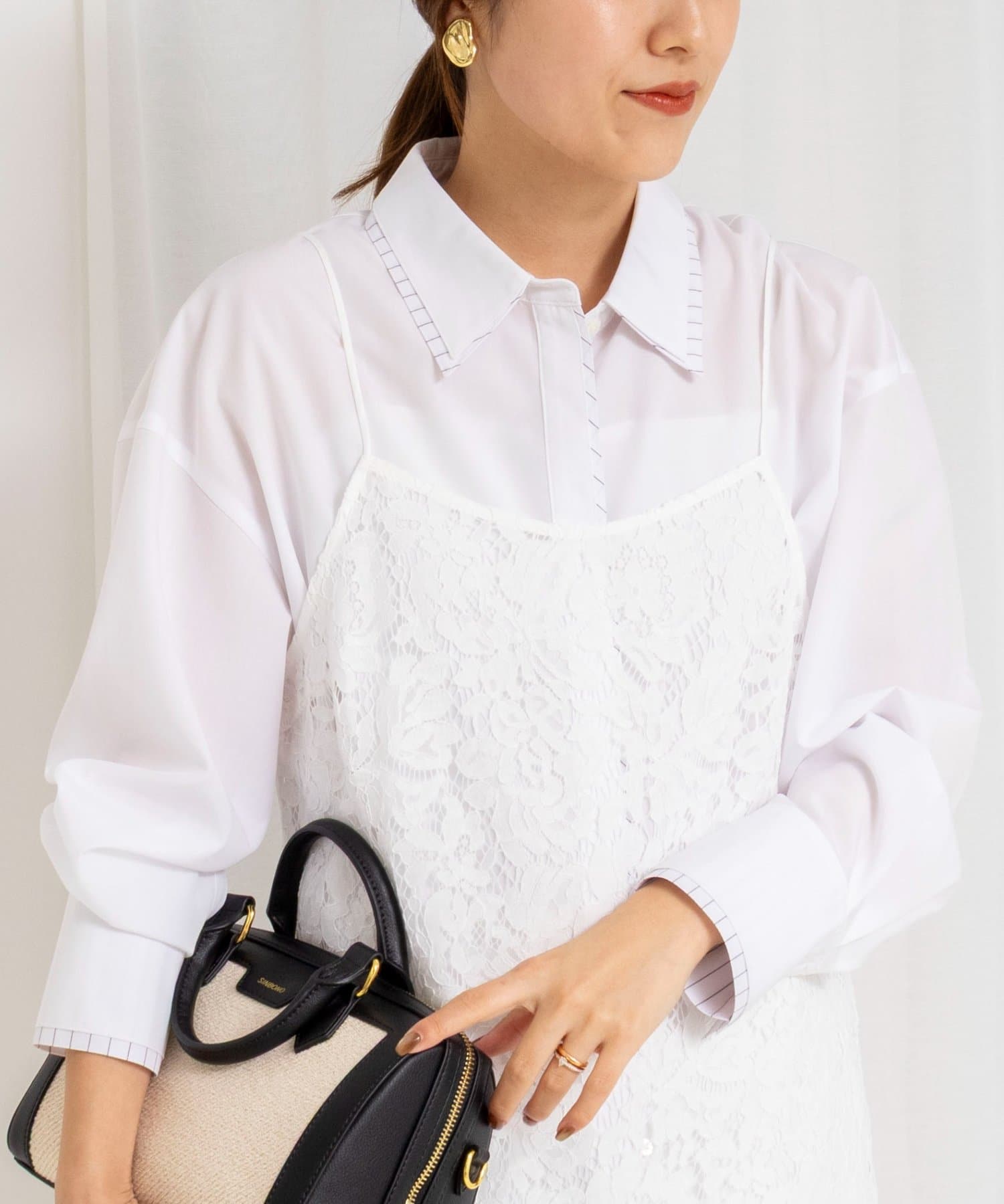 NOLLEY'S(ノーリーズ) ウォッシャブルレイヤード2WAYカラーシャツ