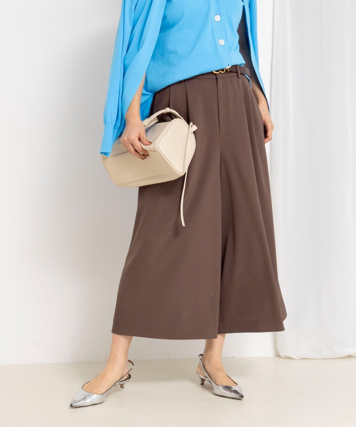 NOLLEY'S(ノーリーズ) ウォッシャブルクロップドワイドツイルパンツ