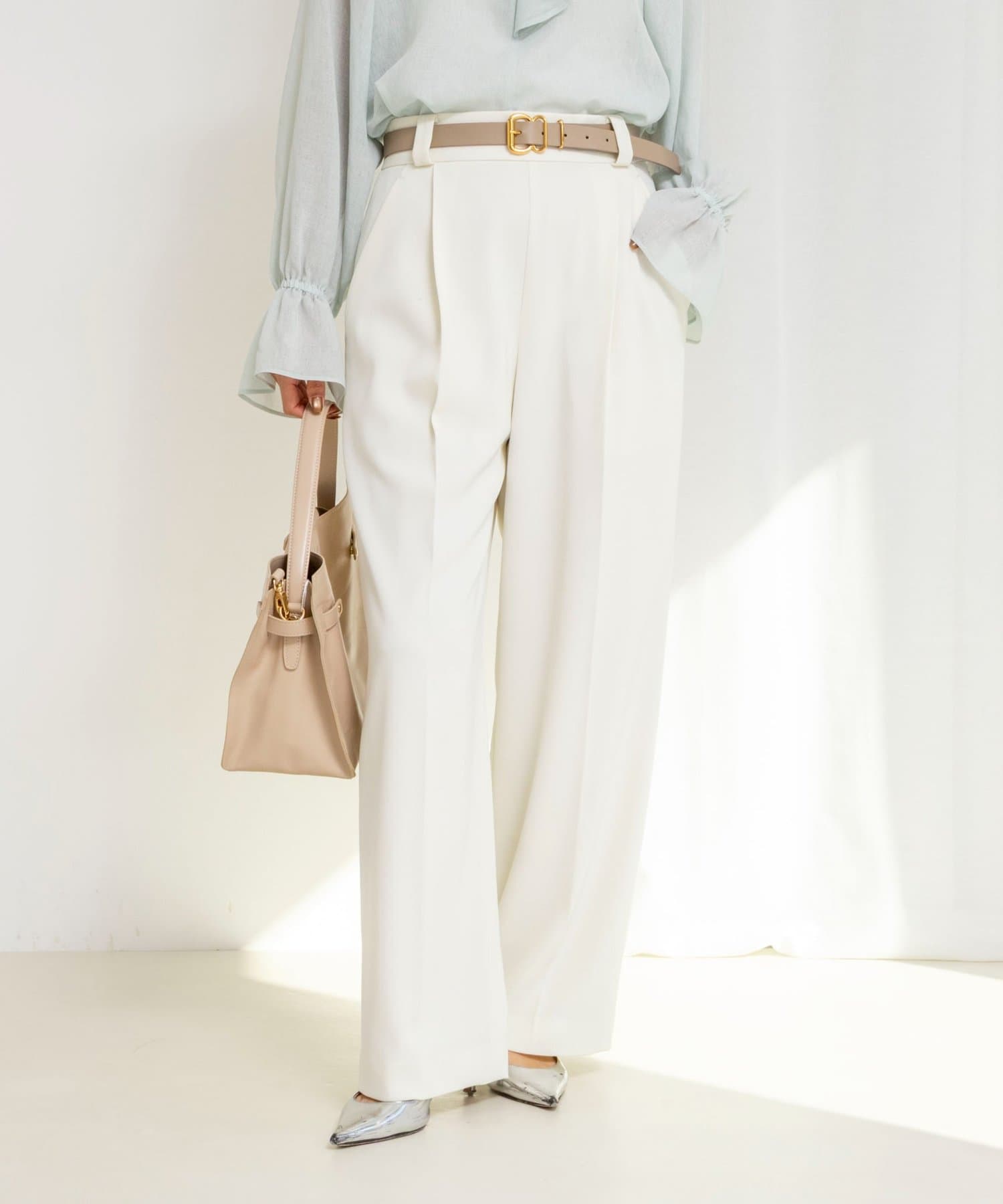 NOLLEY'S(ノーリーズ) ウォッシャブルドライツイルワイドパンツ