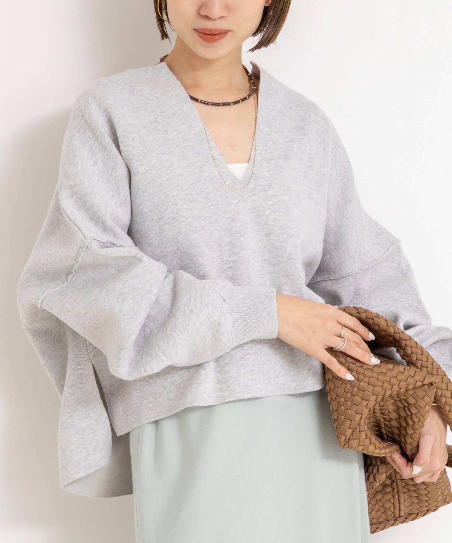 NOLLEY'S(ノーリーズ) 《手洗い可能》《アンサンブル対応》スウェットライクニットプルオーバー