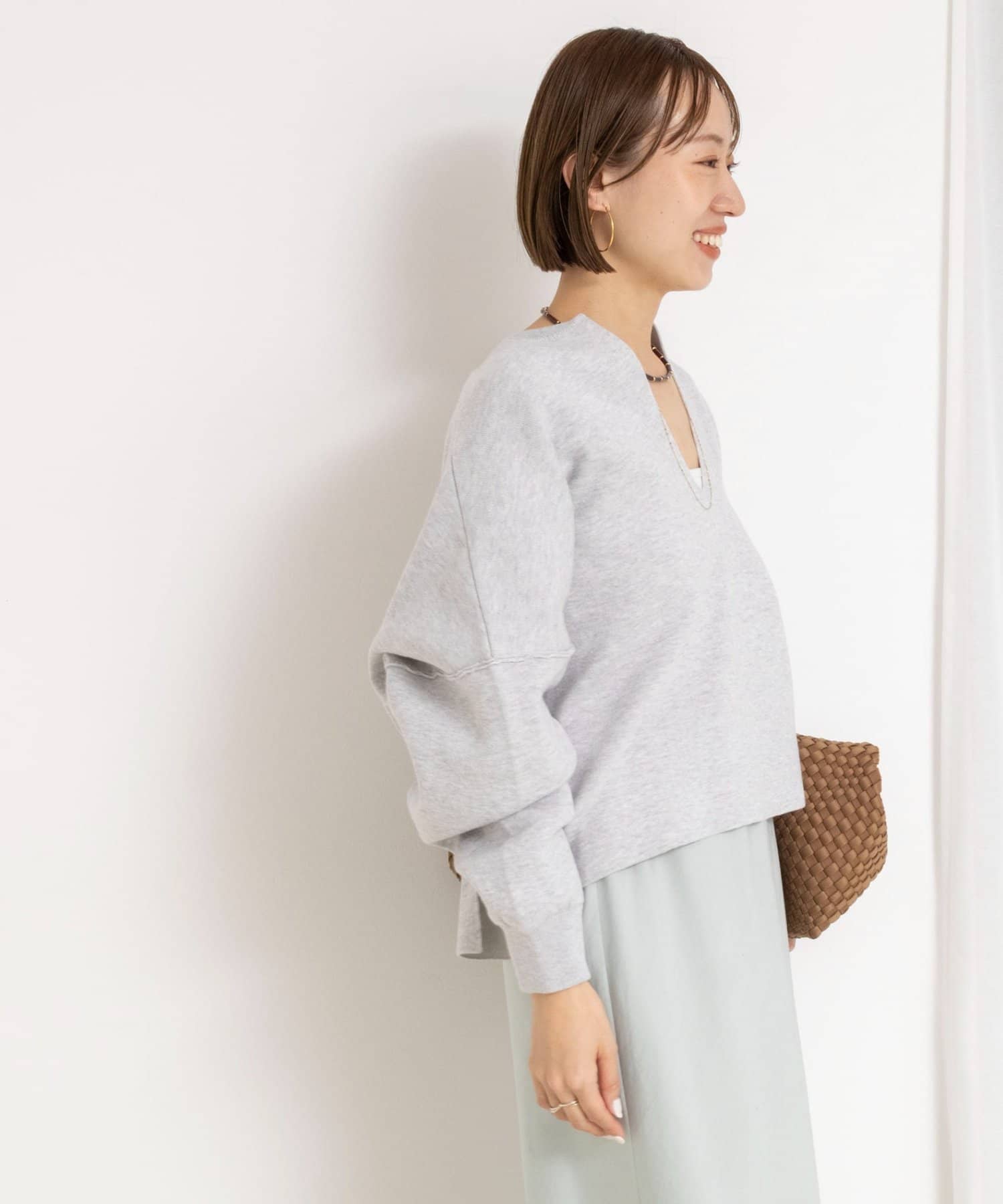 NOLLEY'S(ノーリーズ) 《手洗い可能》《アンサンブル対応》スウェットライクニットプルオーバー