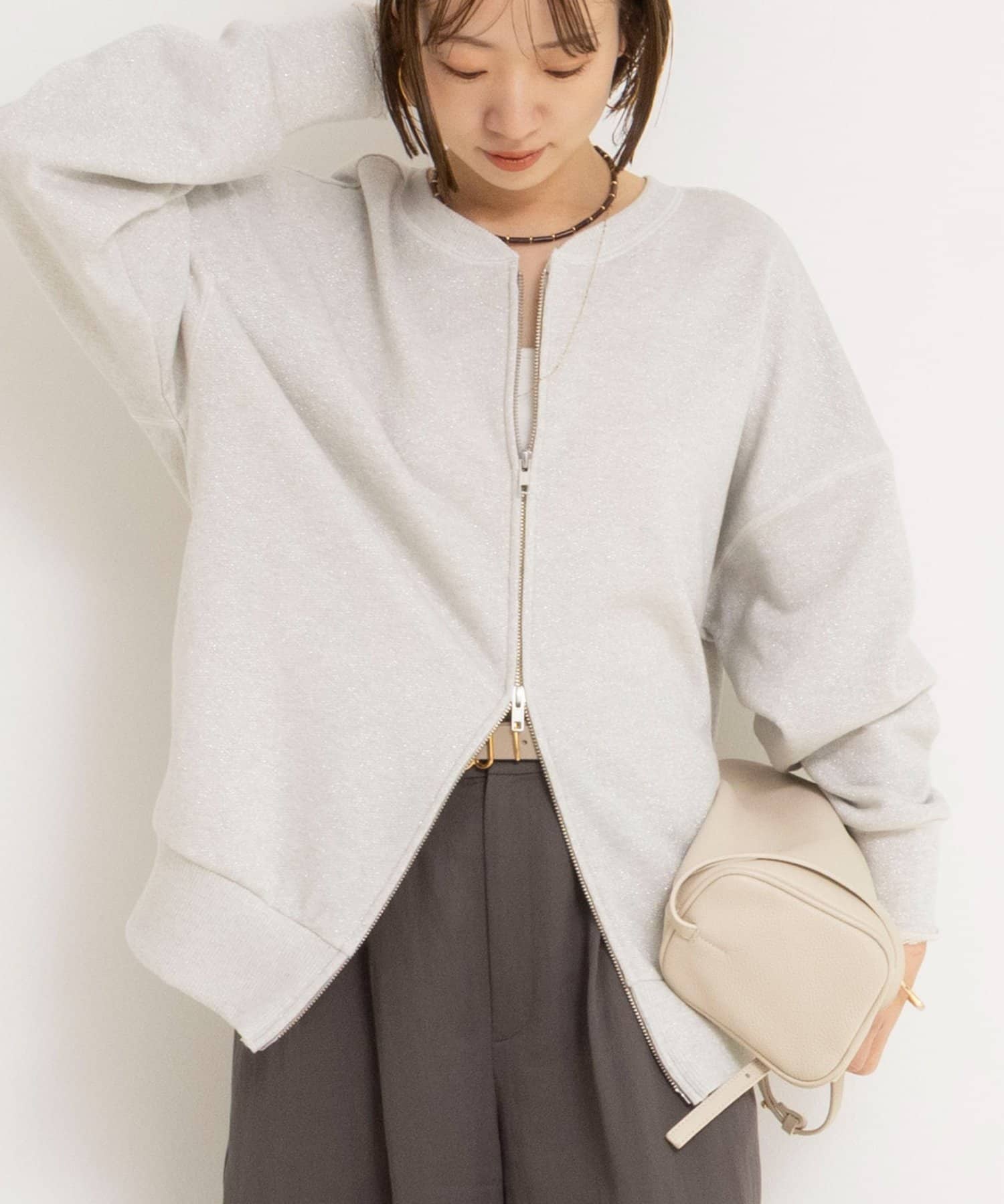 NOLLEY'S(ノーリーズ) ウォッシャブル2WAYロングジップスウェット