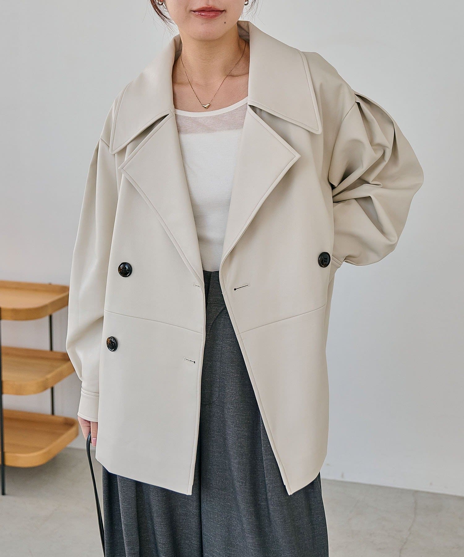 CAPRICIEUX LE'MAGE(カプリシュレマージュ) 【サイズ展開あり】レザーミドルコート