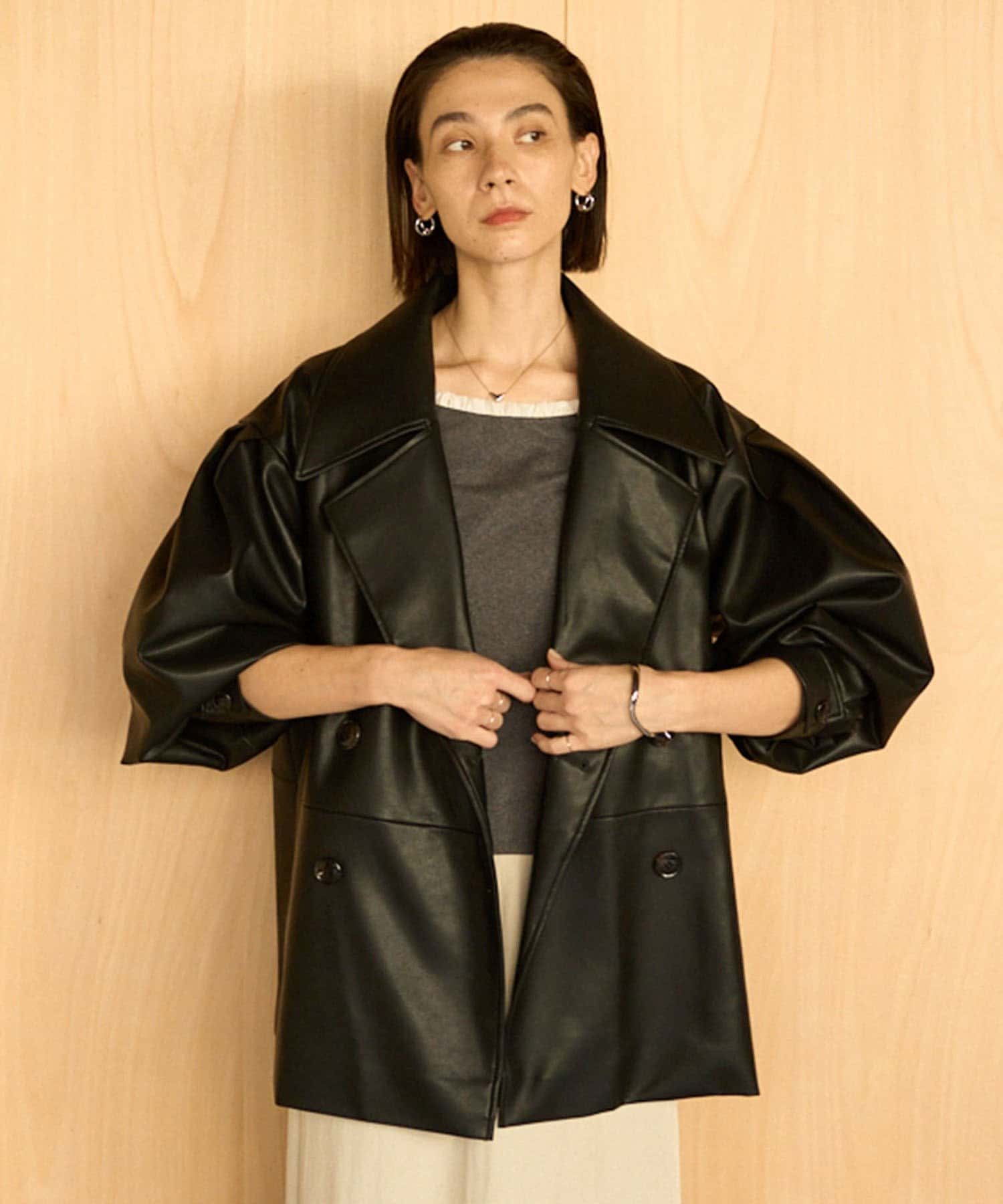 CAPRICIEUX LE'MAGE(カプリシュレマージュ) 【サイズ展開あり】レザーミドルコート