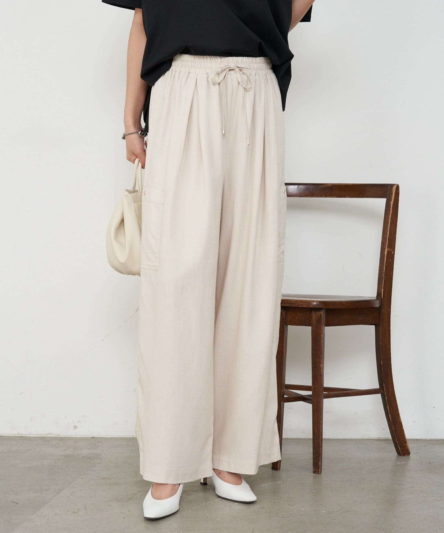 Jena　espace merveilleux(ジェナ　エスパスメルヴェイユ) 【大人カジュアルに決まる】テンセルリネンカーゴパンツ