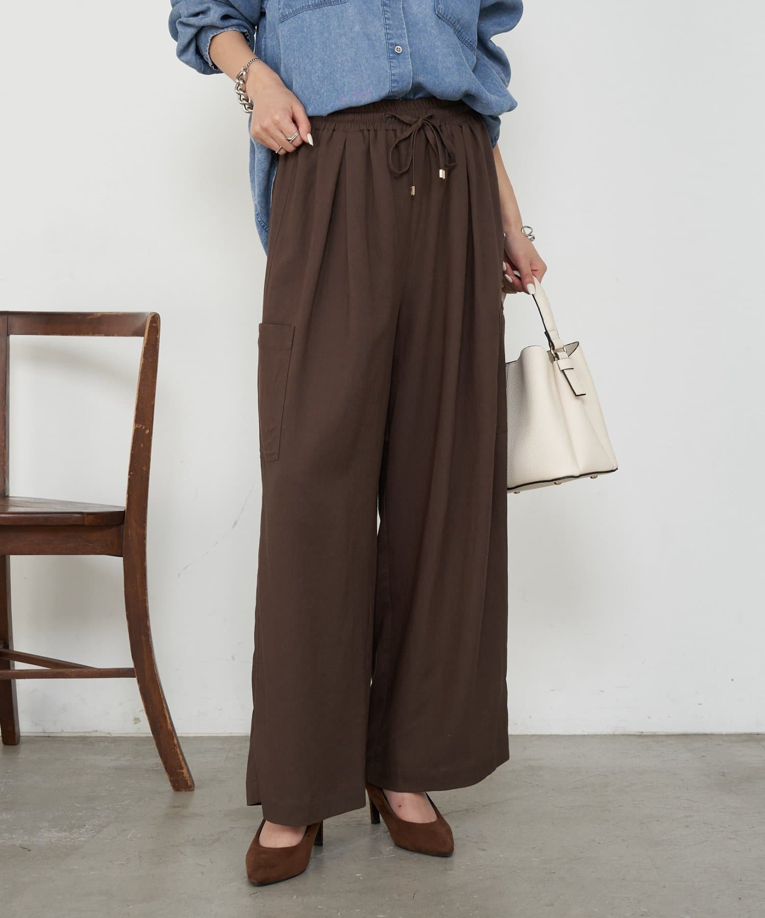 Jena　espace merveilleux(ジェナ　エスパスメルヴェイユ) 【大人カジュアルに決まる】テンセルリネンカーゴパンツ