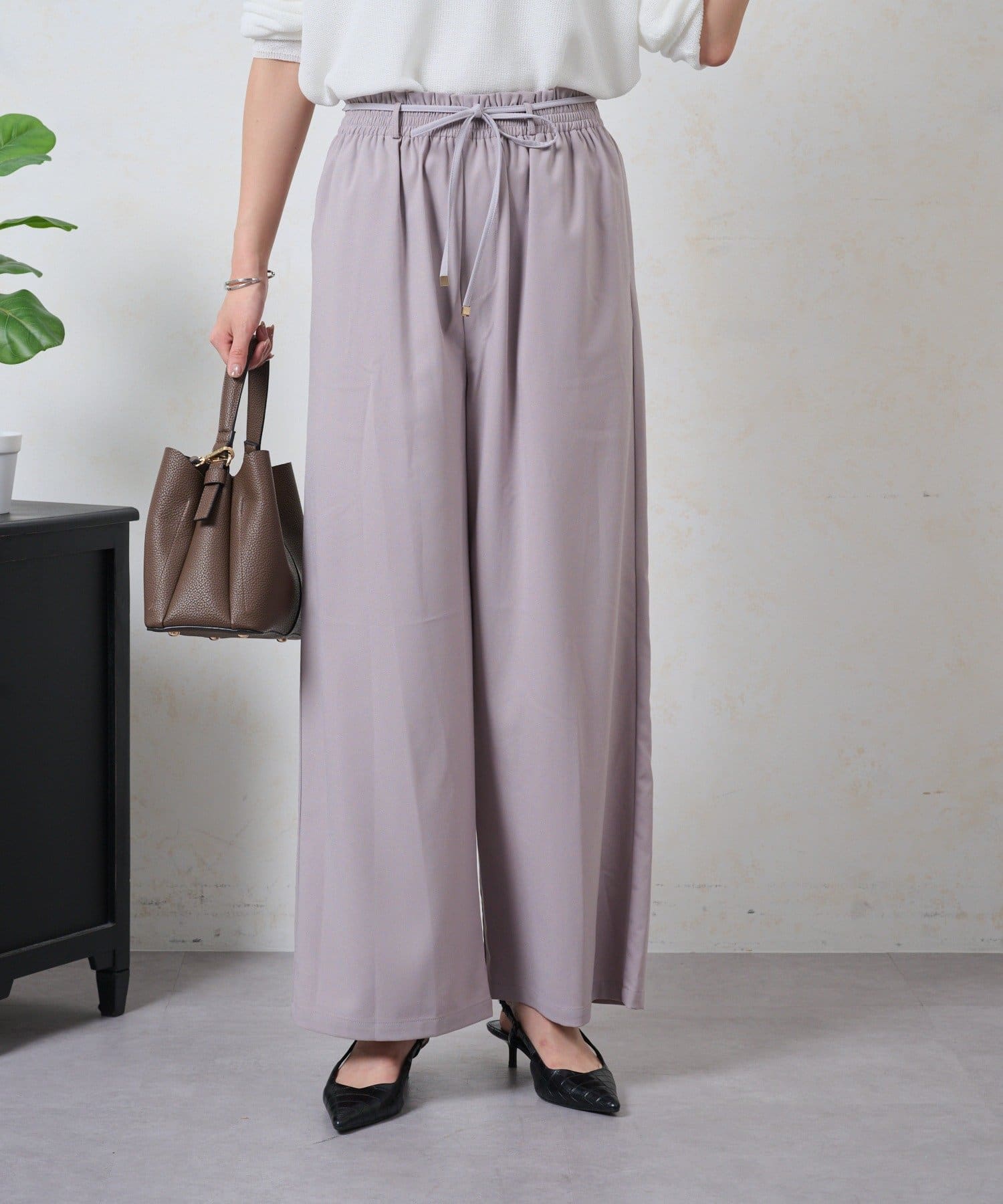 Jena　espace merveilleux(ジェナ　エスパスメルヴェイユ) リボン付きジョーゼットパンツ