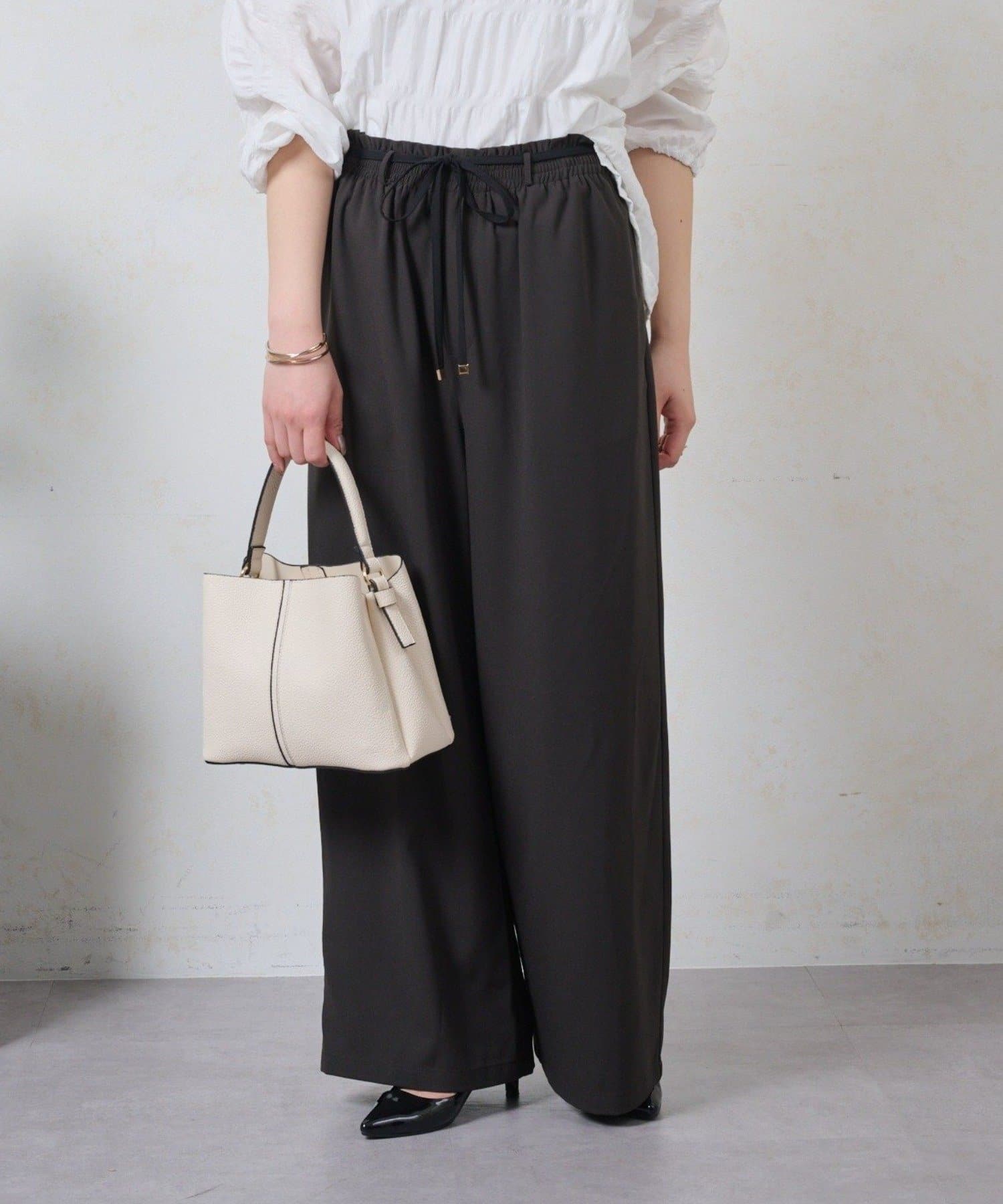 Jena　espace merveilleux(ジェナ　エスパスメルヴェイユ) リボン付きジョーゼットパンツ