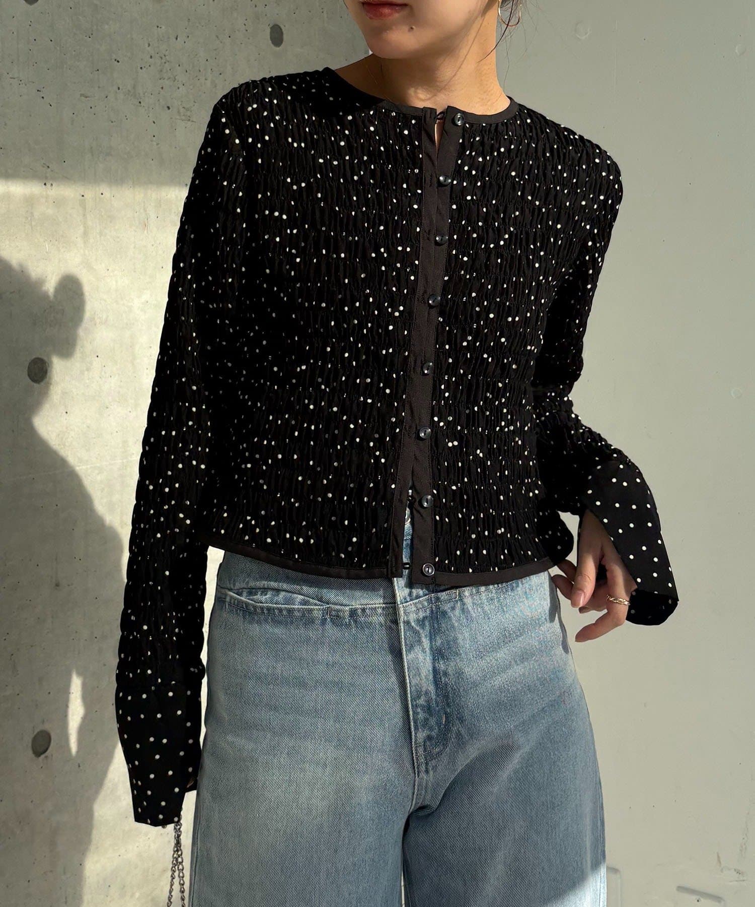 CAPRICIEUX LE'MAGE(カプリシュレマージュ) ドットシャーリングブラウス