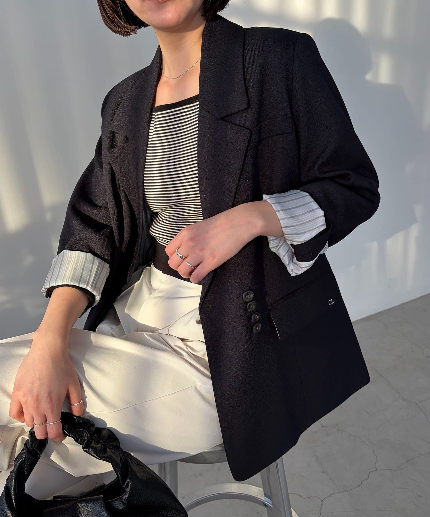 CAPRICIEUX LE'MAGE(カプリシュレマージュ) 【サイズ展開あり】〈C.L〉リネンタッチテーラードジャケット