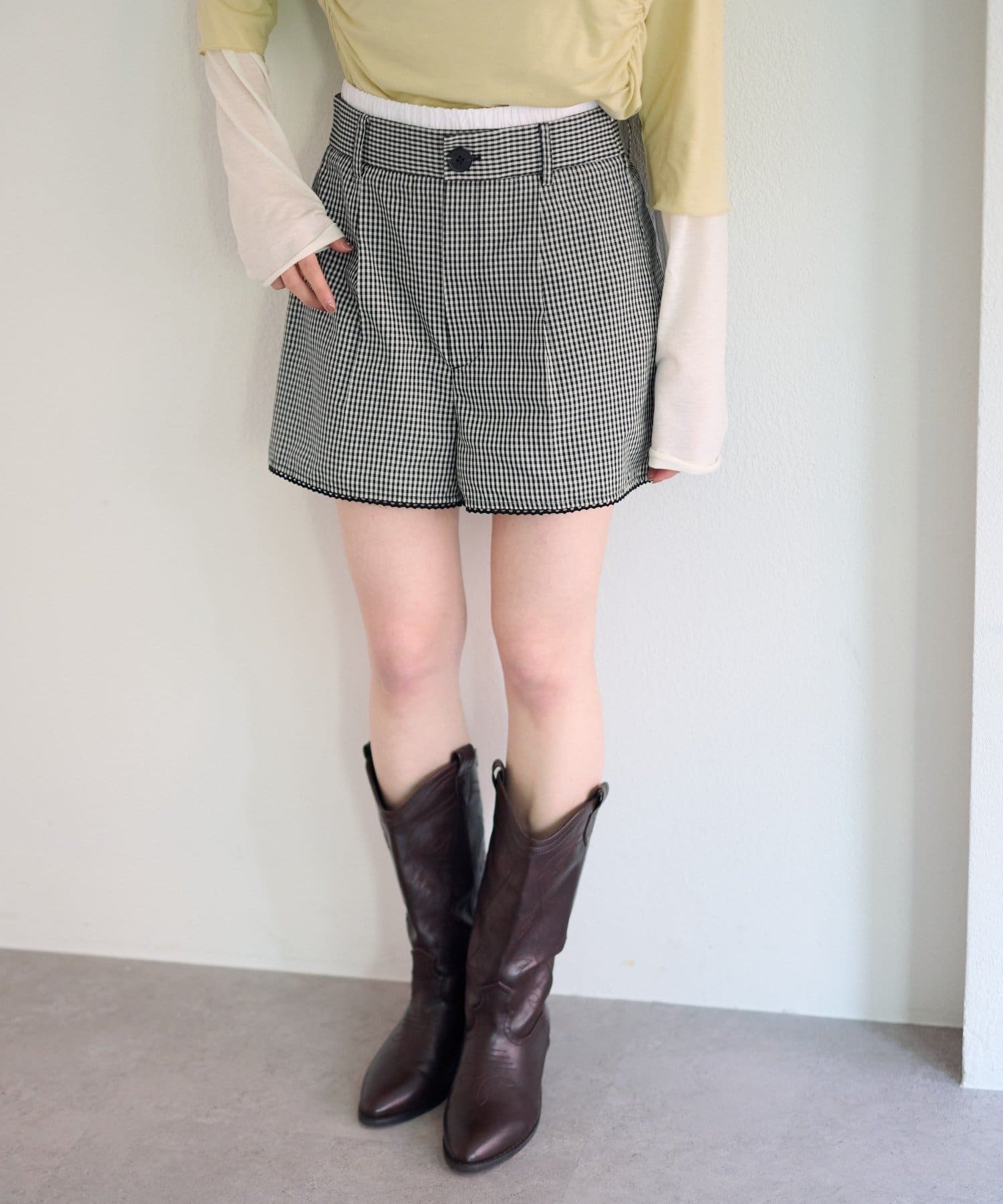 Kastane(カスタネ) 【2.7(土)11:00〜2.8(日)ポイントUP開催/セットアップ対応】ピコレースチェックショートパンツ