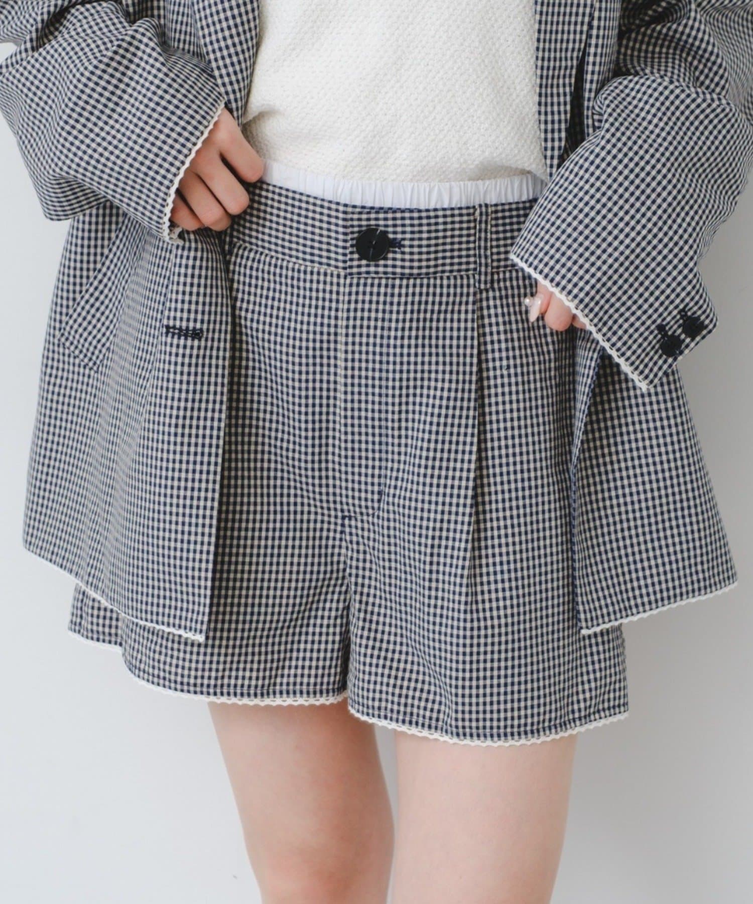 Kastane(カスタネ) 【2.7(土)11:00〜2.8(日)ポイントUP開催/セットアップ対応】ピコレースチェックショートパンツ