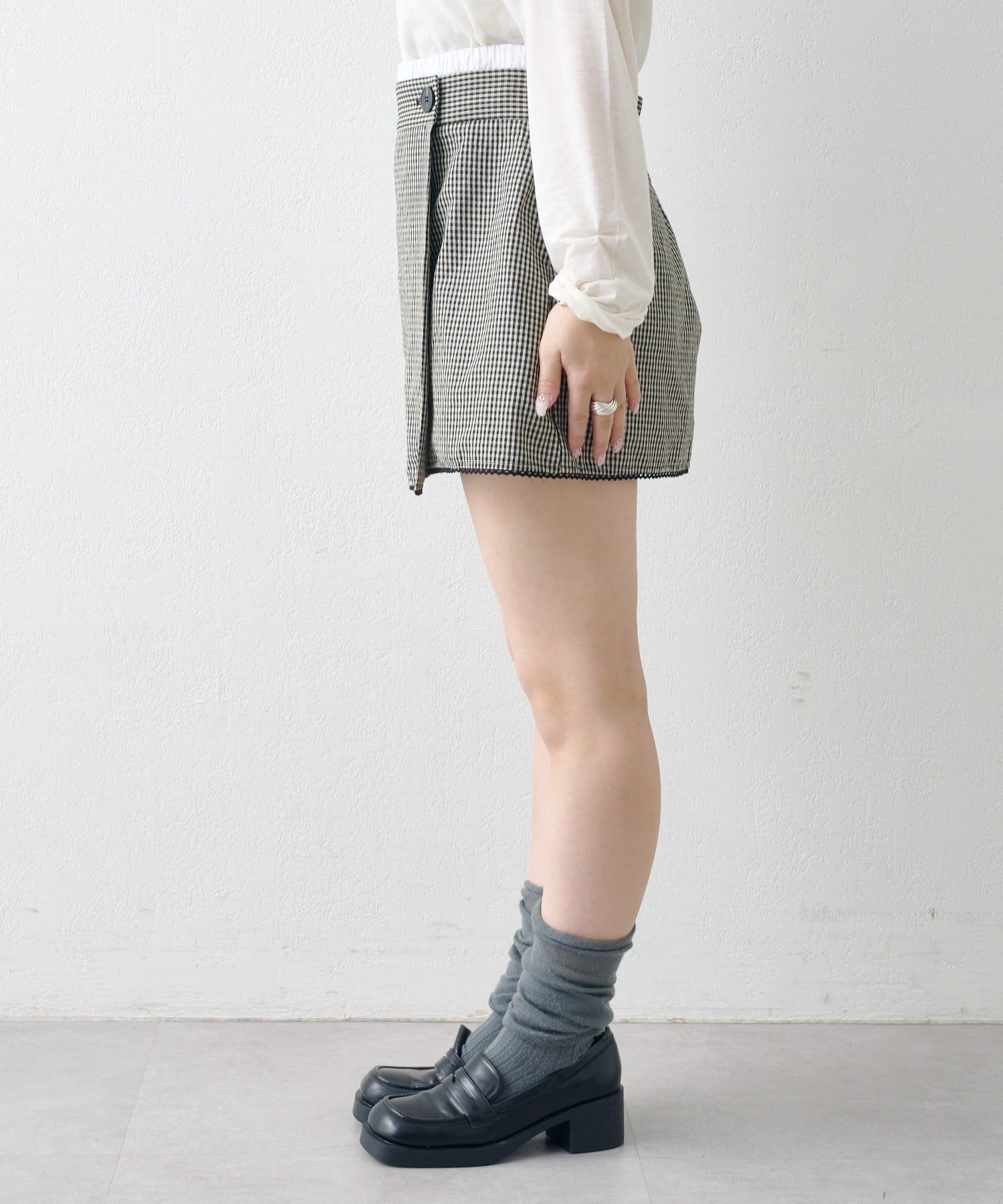 Kastane(カスタネ) 【2.7(土)11:00〜2.8(日)ポイントUP開催/2026SSカタログ/セットアップ対応】ピコレースチェックミニスカート