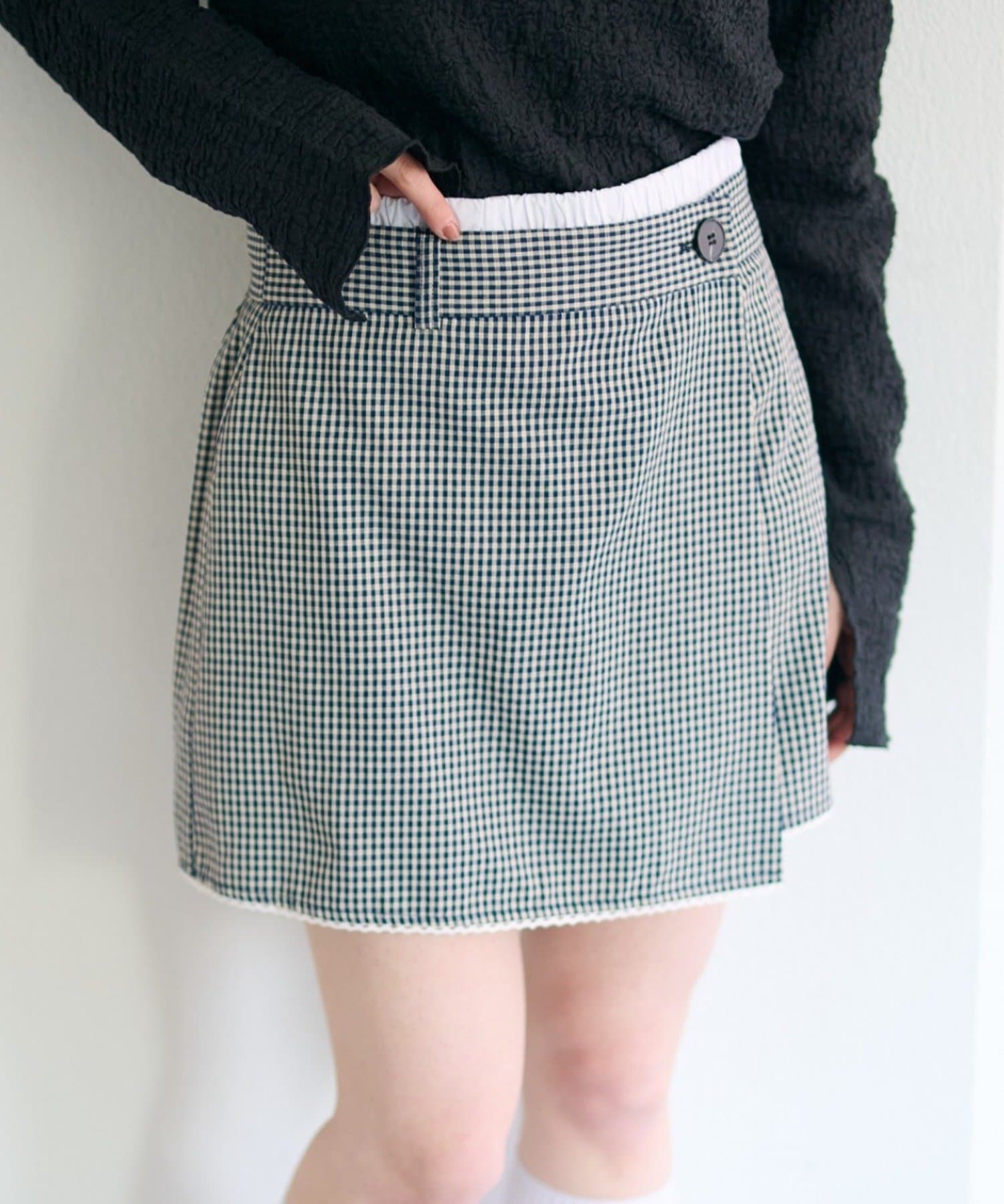 Kastane(カスタネ) 【2.7(土)11:00〜2.8(日)ポイントUP開催/2026SSカタログ/セットアップ対応】ピコレースチェックミニスカート
