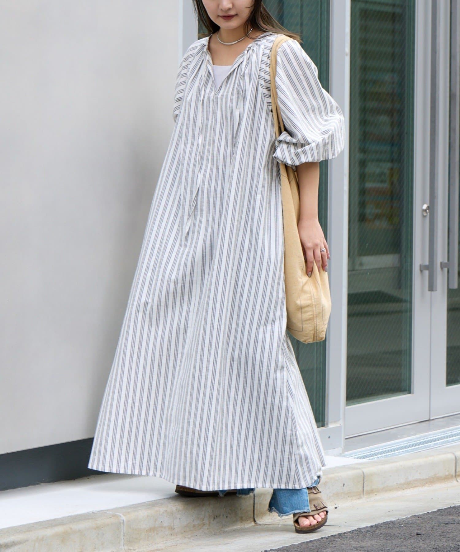 CIAOPANIC TYPY(チャオパニックティピー) 【india】綿麻ボリュームスリーブワンピース