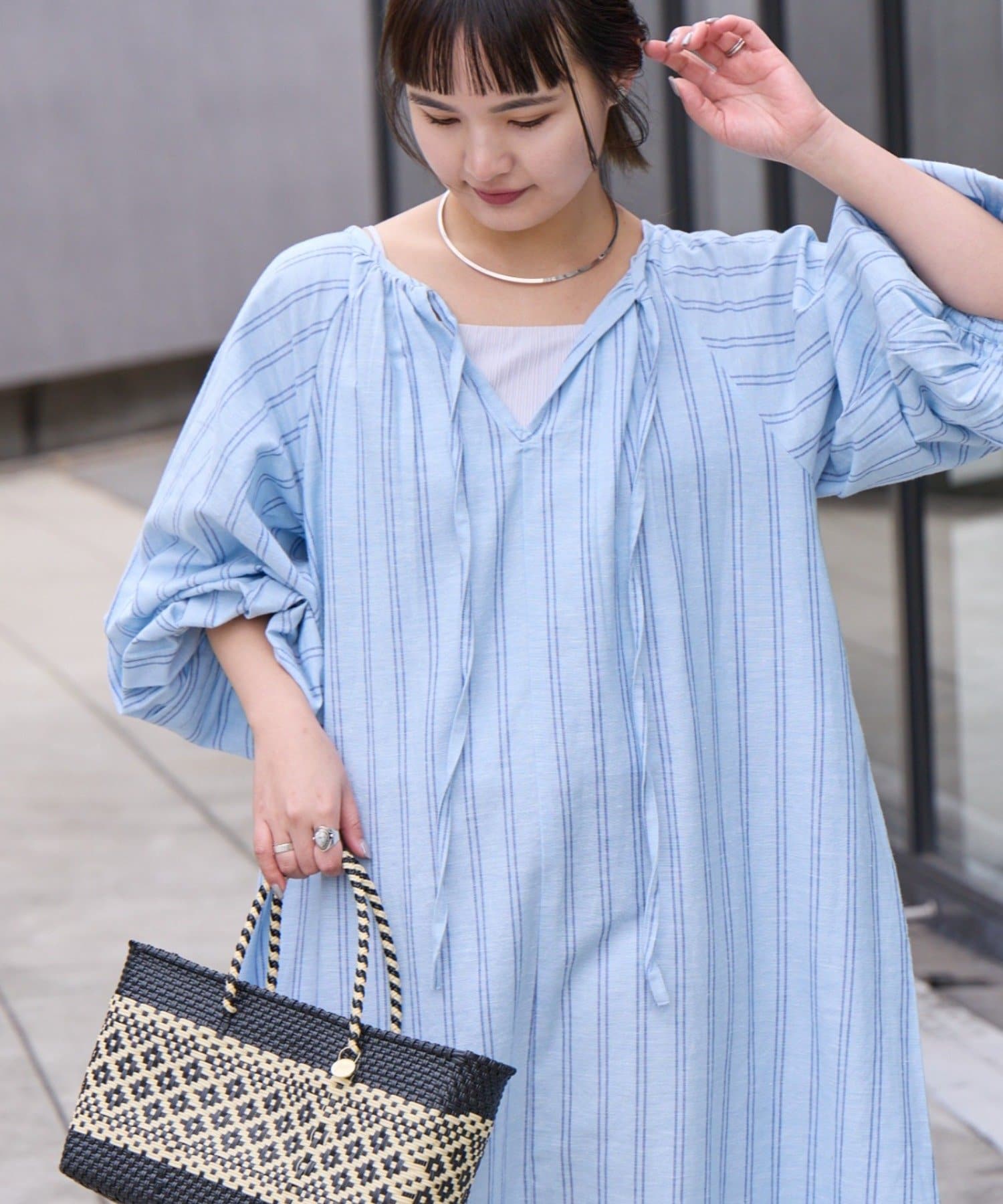 CIAOPANIC TYPY(チャオパニックティピー) 【india】綿麻ボリュームスリーブワンピース