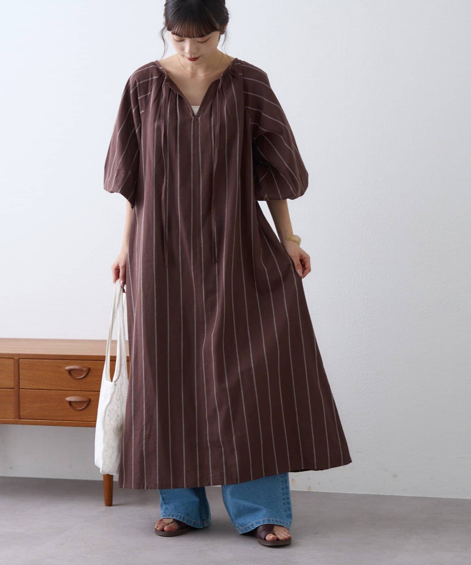 CIAOPANIC TYPY(チャオパニックティピー) 【india】綿麻ボリュームスリーブワンピース