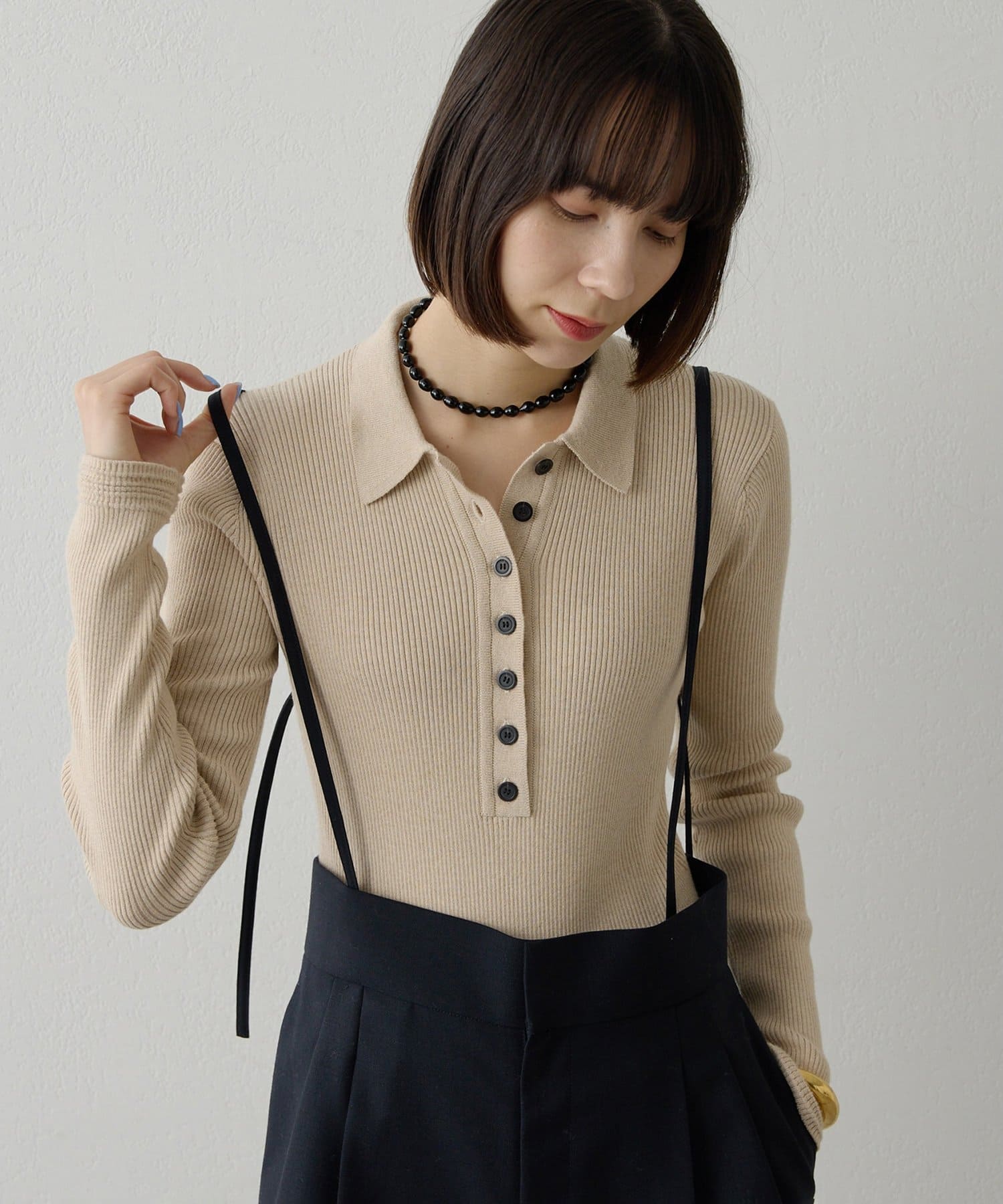 Whim Gazette(ウィム ガゼット) ニットポロボディスーツ