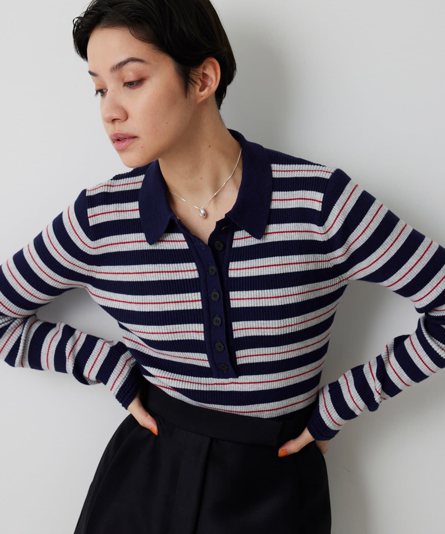 Whim Gazette(ウィム ガゼット) ニットポロボディスーツ