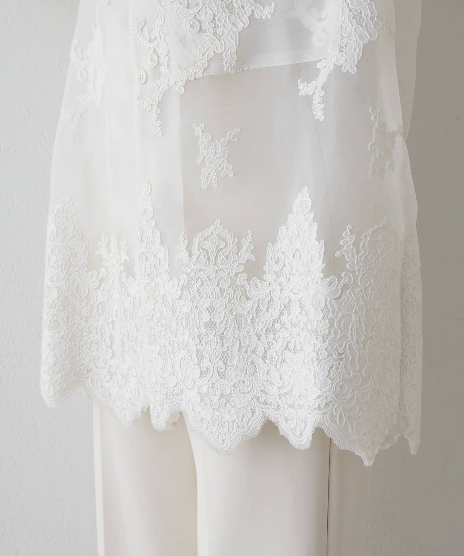 Whim Gazette(ウィム ガゼット) オーガンジーレースシャツ