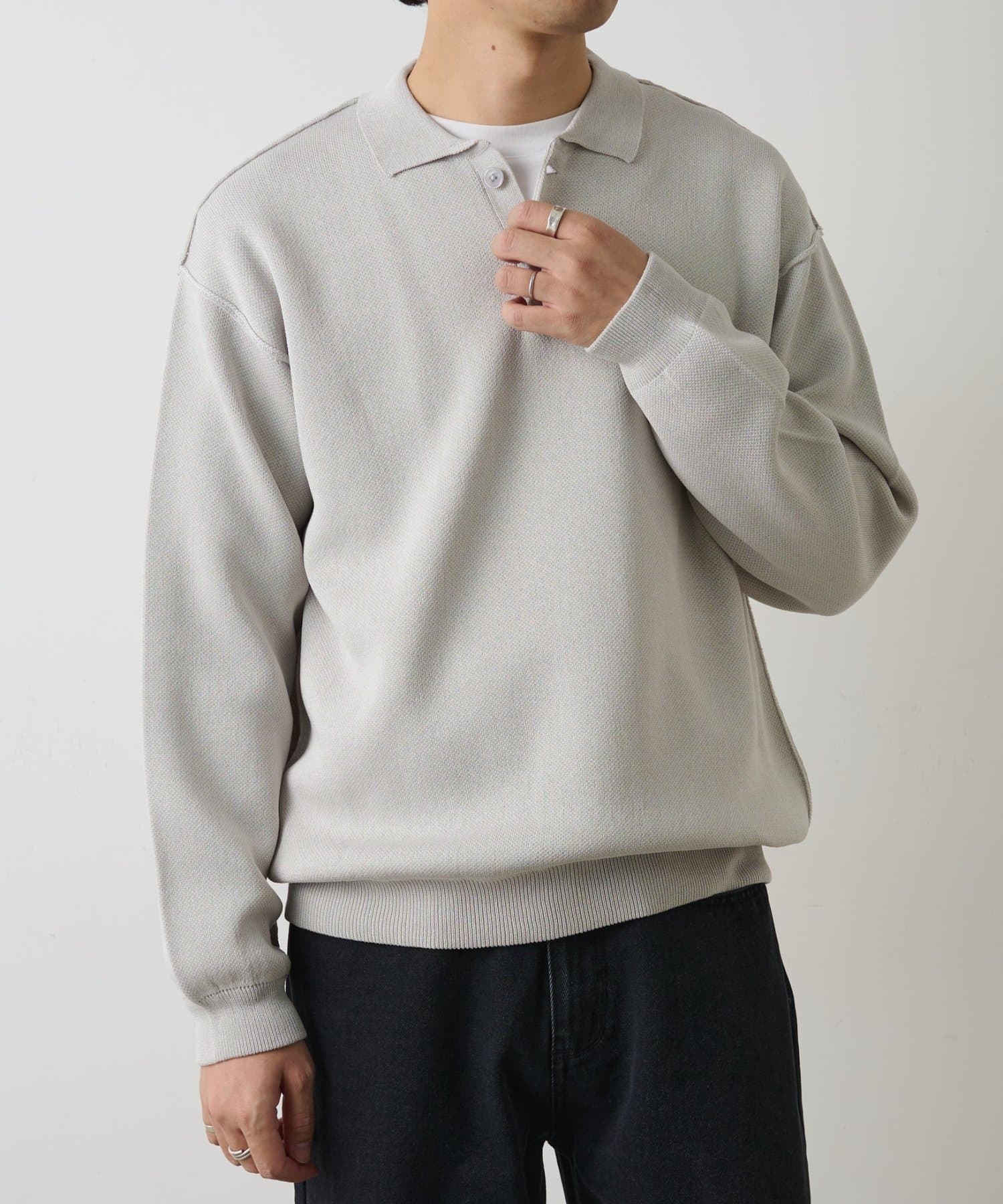 COLONY 2139(コロニー トゥーワンスリーナイン) 配色アウトリンキングニットポロ