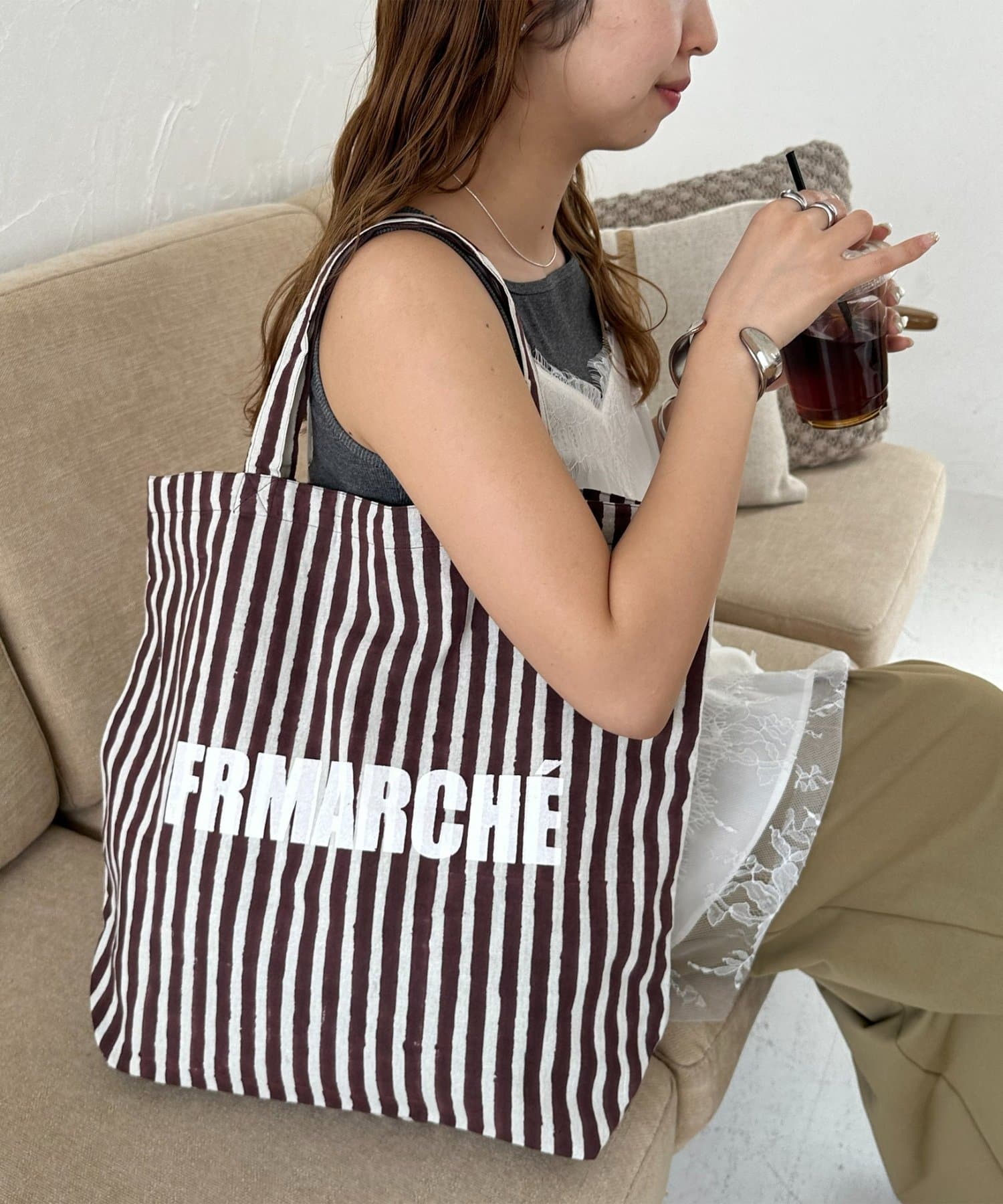 DISCOAT(ディスコート) 【＠fururi_______企画】フルリマルシェブロックプリントトートバッグ《WEB限定カラーあり》