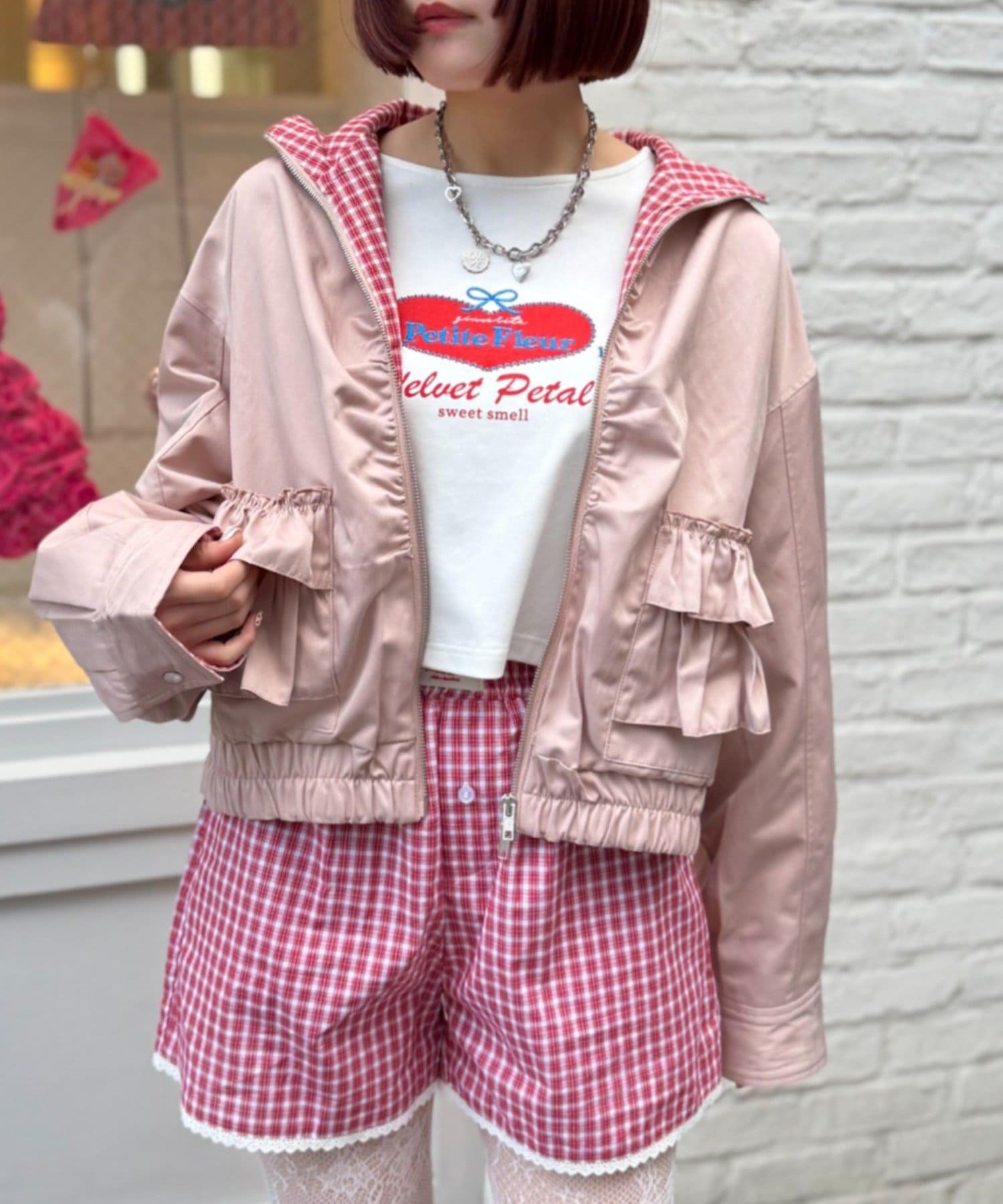 w closet(ダブルクローゼット) フリルポケットブルゾン