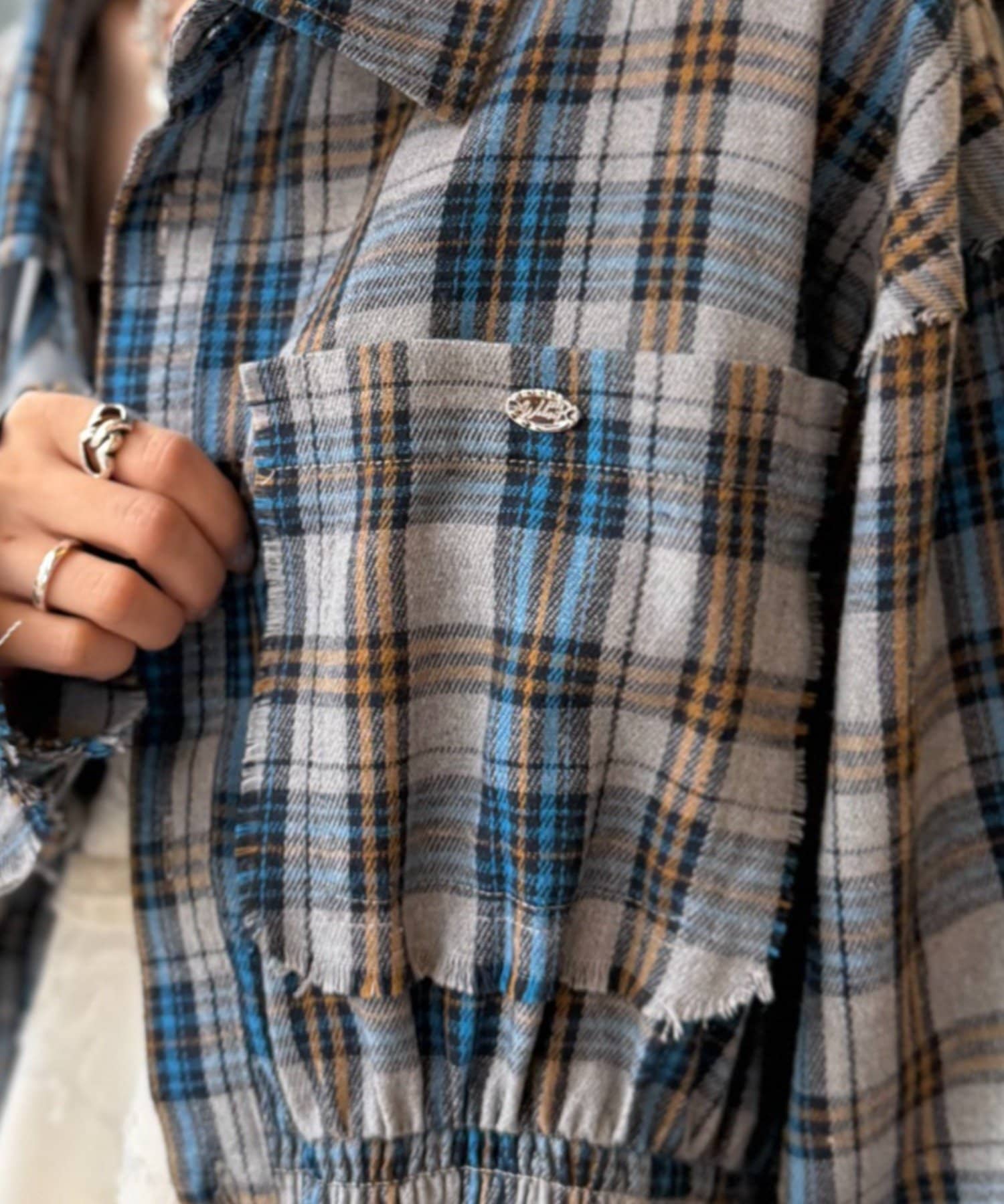 w closet(ダブルクローゼット) ネルチェックギャザーシャツ