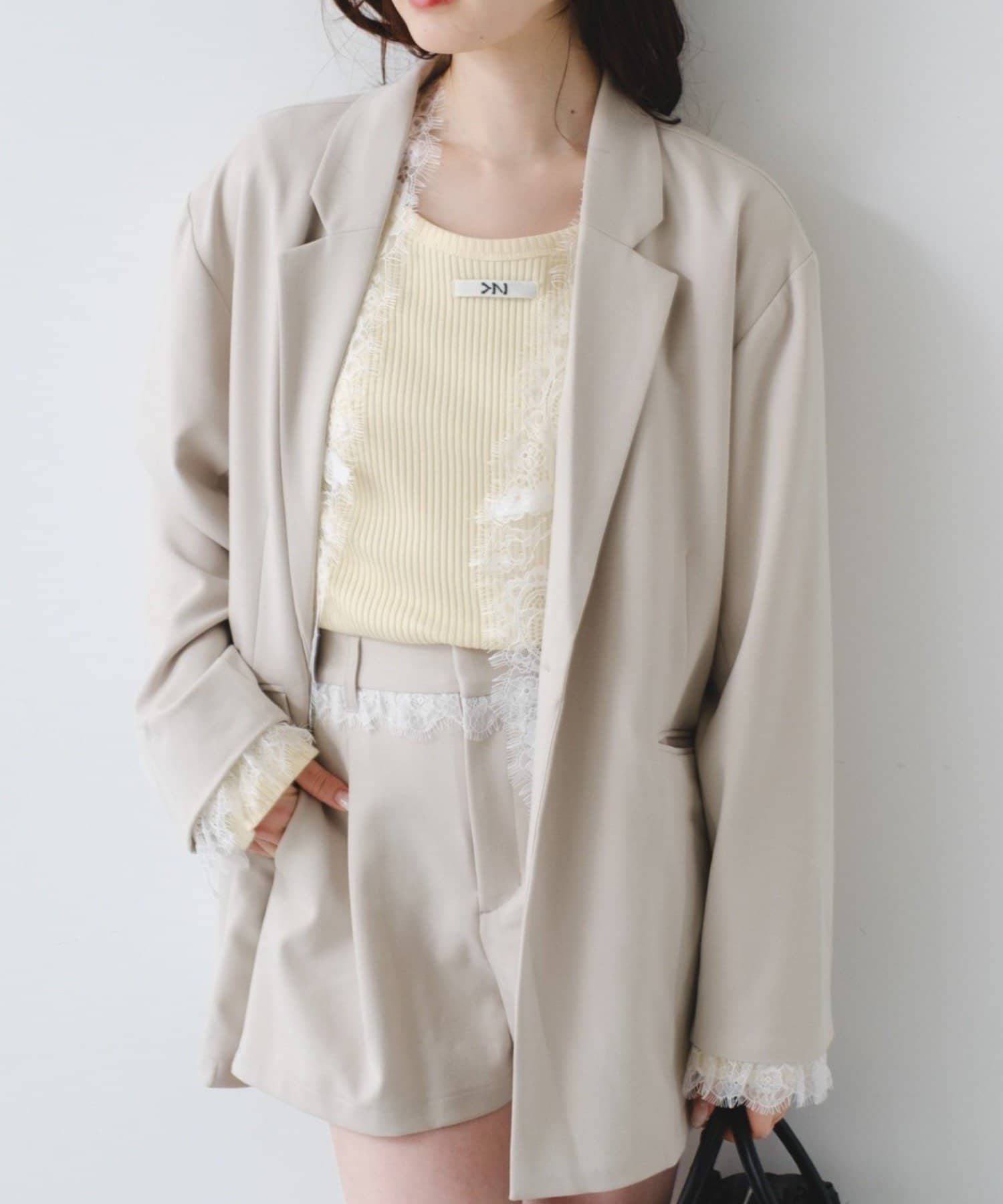 Kastane(カスタネ) 【2.7(土)11:00〜2.8(日)ポイントUP開催/2026SSカタログ/セットアップ対応/レース取り外し可】レースマルチウェイジャケット