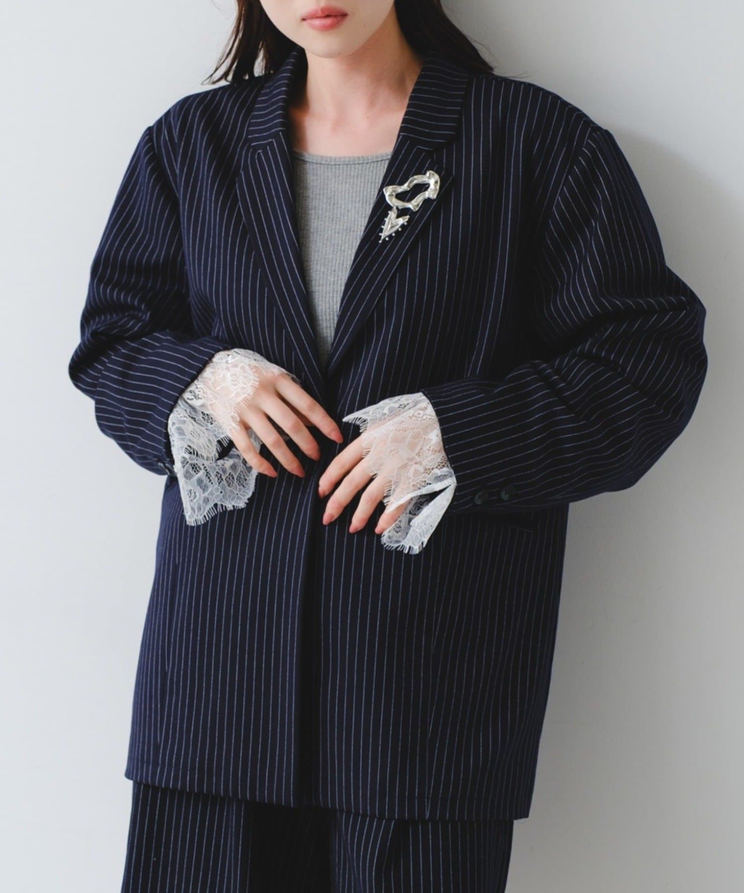 Kastane(カスタネ) 【2.7(土)11:00〜2.8(日)ポイントUP開催/2026SSカタログ/セットアップ対応/レース取り外し可】レースマルチウェイジャケット