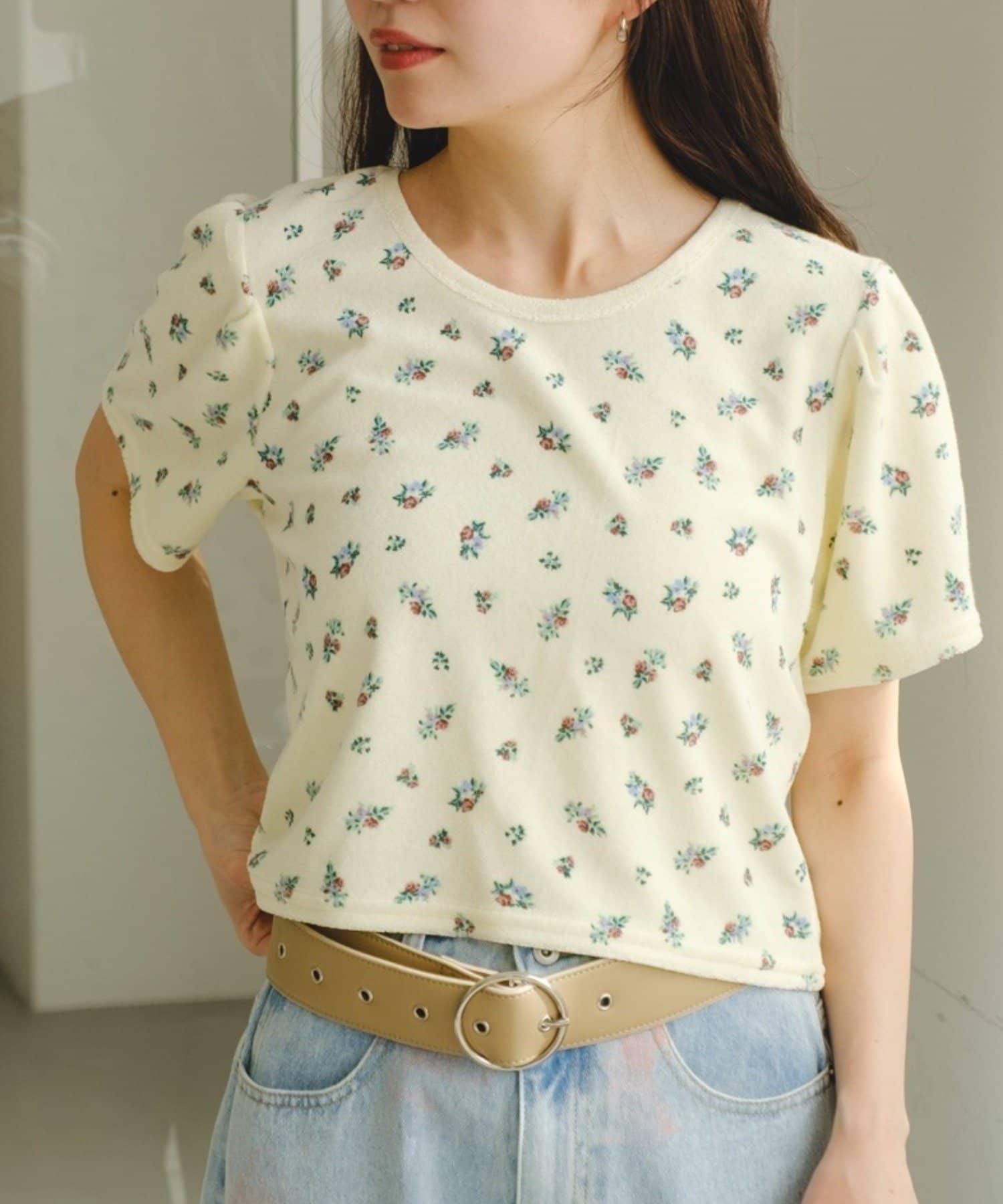 Kastane(カスタネ) 【2.7(土)11:00〜2.8(日)ポイントUP開催/2026SSカタログ】パイルフラワーtee