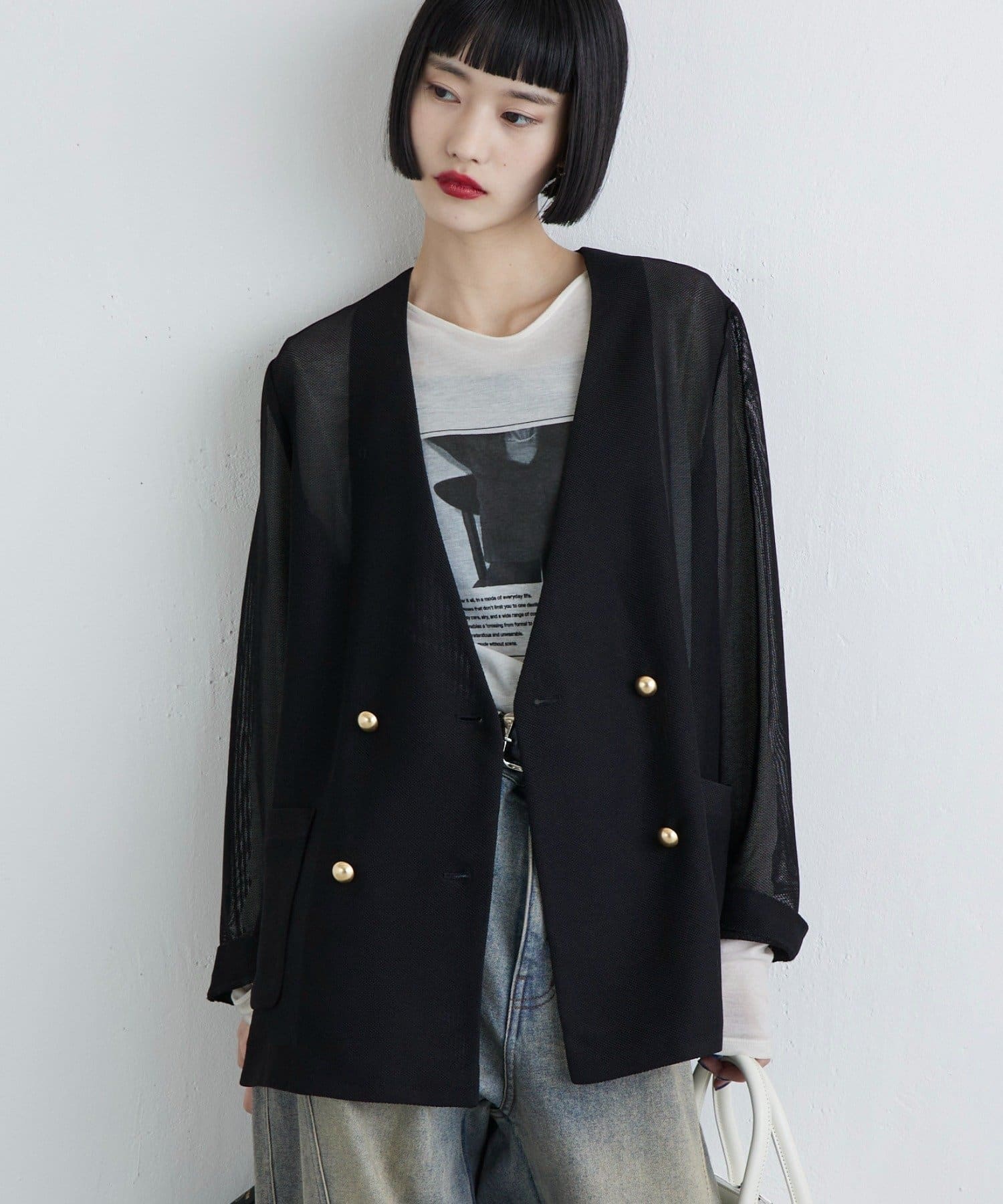 Lui's(ルイス) メッシュノーカラージャケット