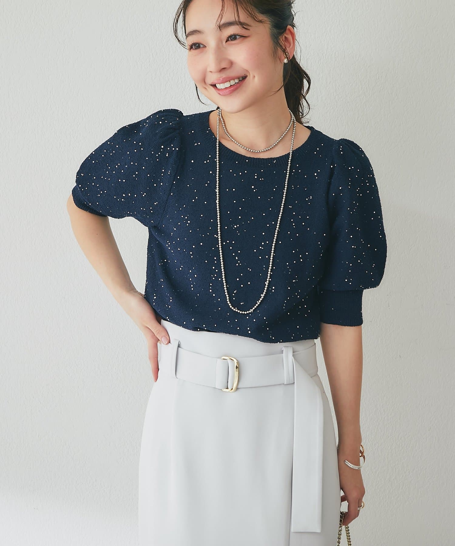 La boutique BonBon(ラブティックボンボン) ブークレスパンコールパフスリーブニット