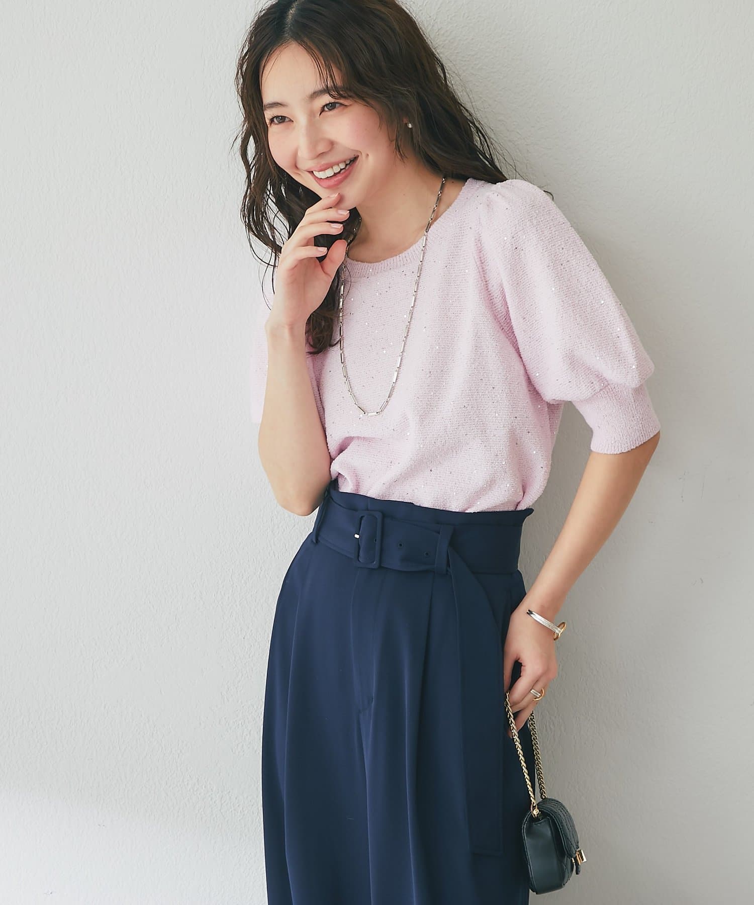 La boutique BonBon(ラブティックボンボン) ブークレスパンコールパフスリーブニット