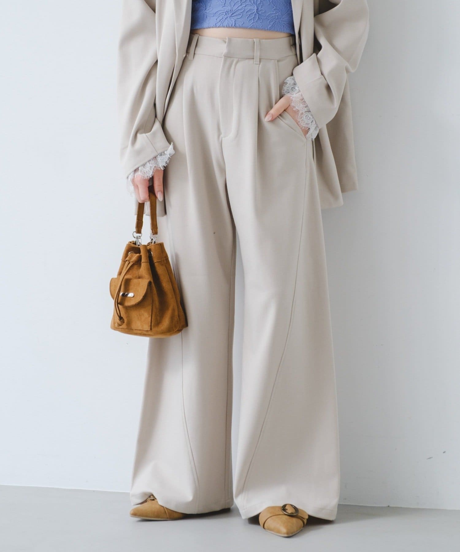 Kastane(カスタネ) 【2.7(土)11:00～2.8(日)ポイントUP開催/2サイズ展開/低身長サイズ】SETUPカーブスラックス