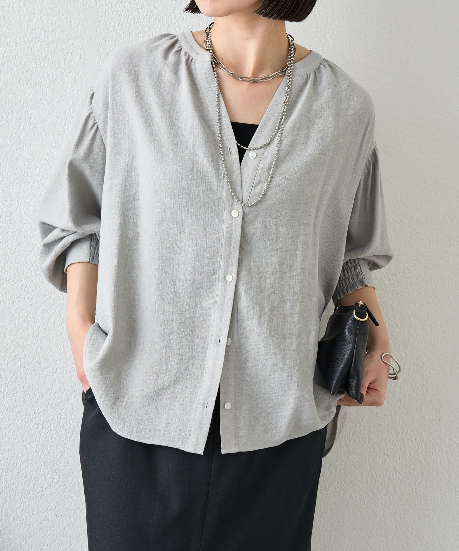 Jena　espace merveilleux(ジェナ　エスパスメルヴェイユ) 【昨年大ヒットが再登場】リネンライクスキッパーブラウス