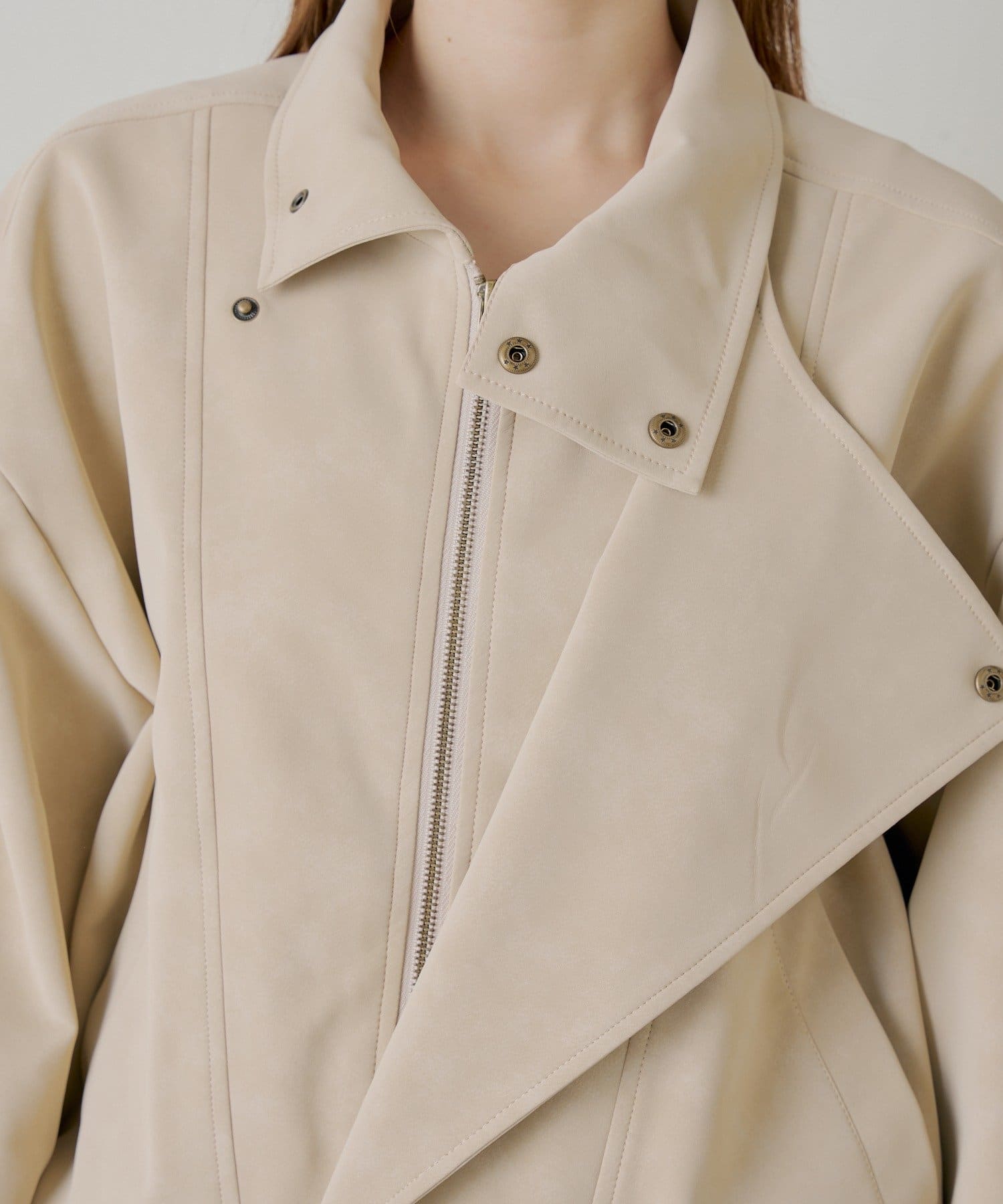 Chico(チコ) スタンドカラーレザールーズジャケット