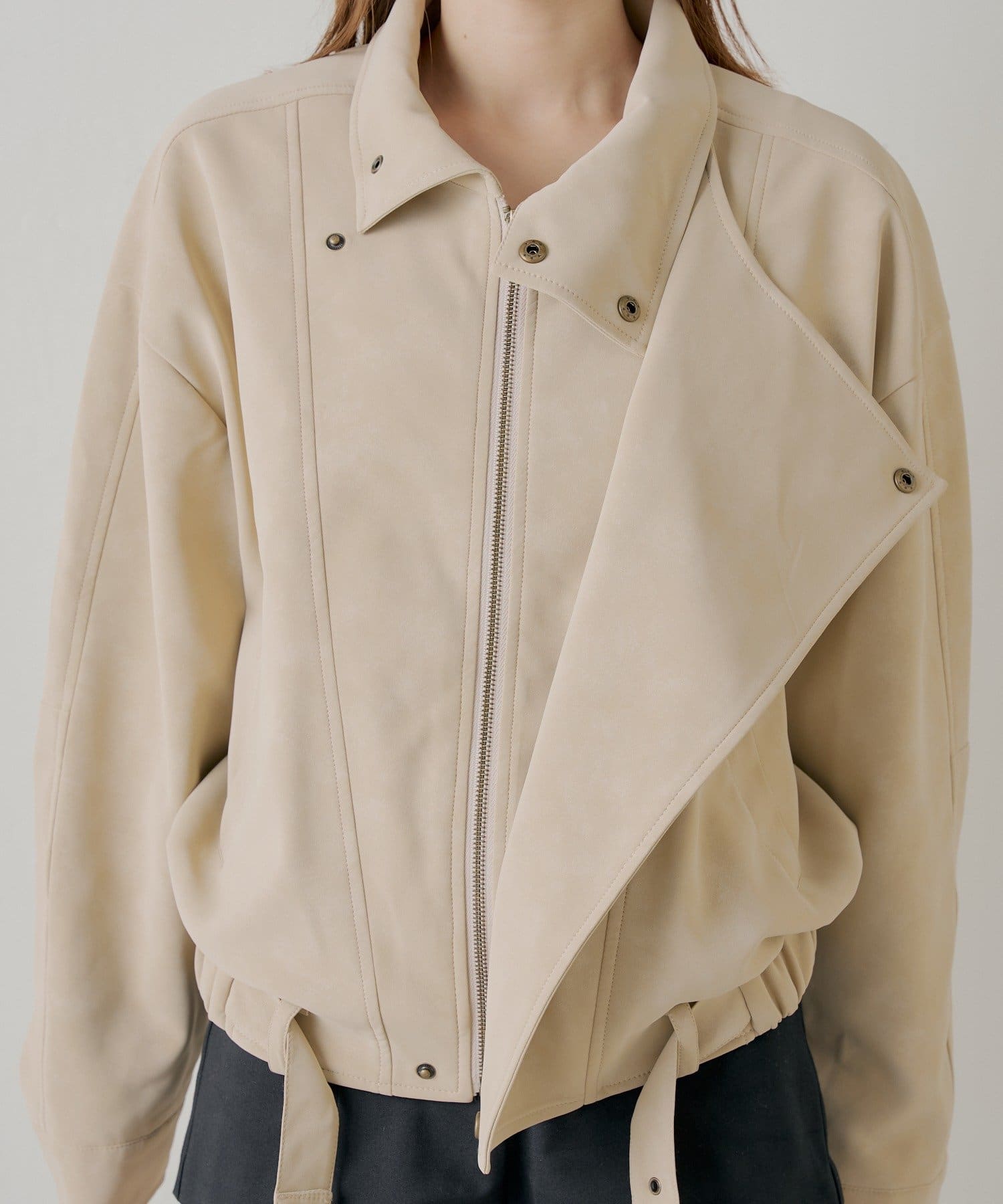 Chico(チコ) スタンドカラーレザールーズジャケット