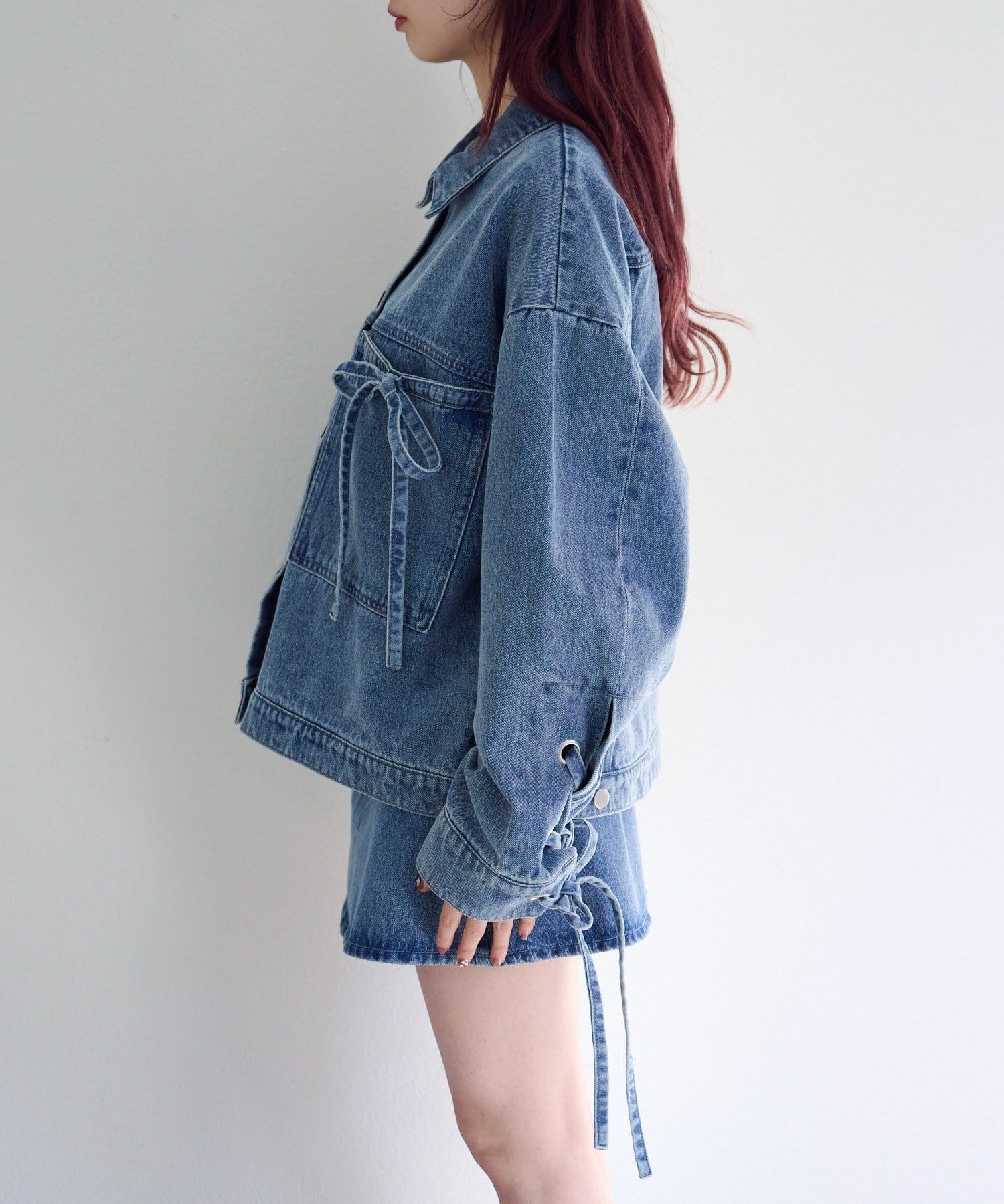 Kastane(カスタネ) 【リボン取り外し可/SETUP対応】デニムリボンジャケット