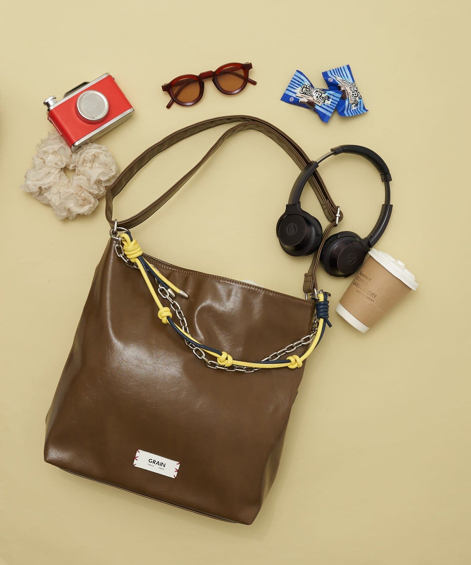 CIAOPANIC(チャオパニック) 【GRAIN/グレイン】配色レザーチェーン2WAYショルダーバッグ